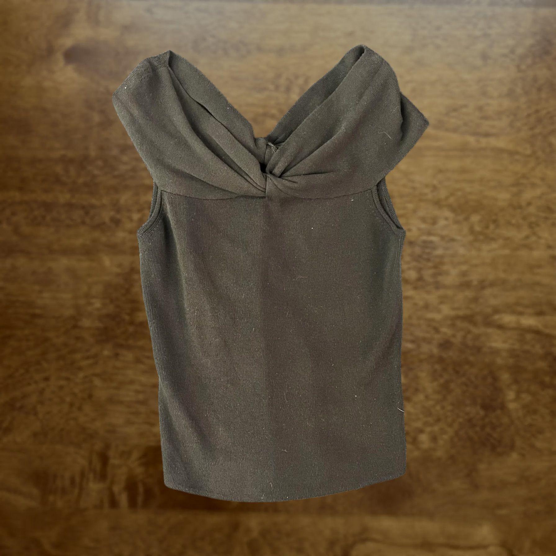 Vintage Dana Buchman Womens Small Brown Hazelnut Off Shoulder Knit Tank Top Sleeveless Size S / US 4 / IT 40 - 1 Thumbnail