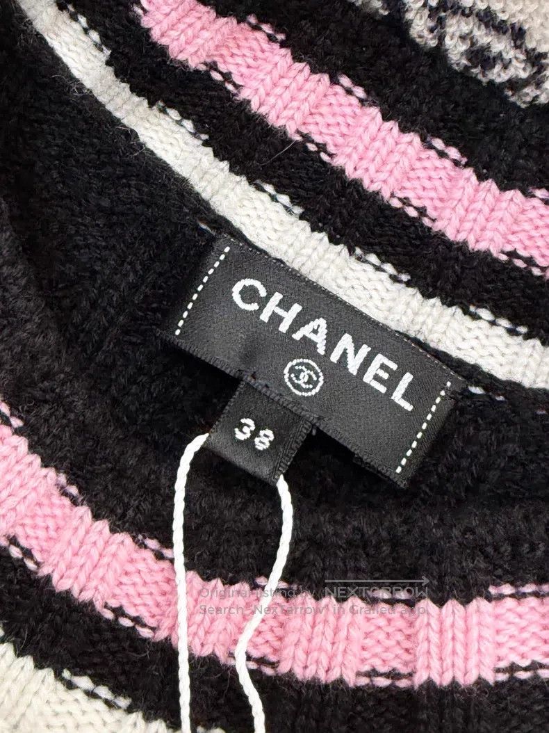 Chanel Chanel Pink white-edged knitted cashmere sleeveless dress Size XS / US 0-2 / IT 36-38 - 4 Thumbnail