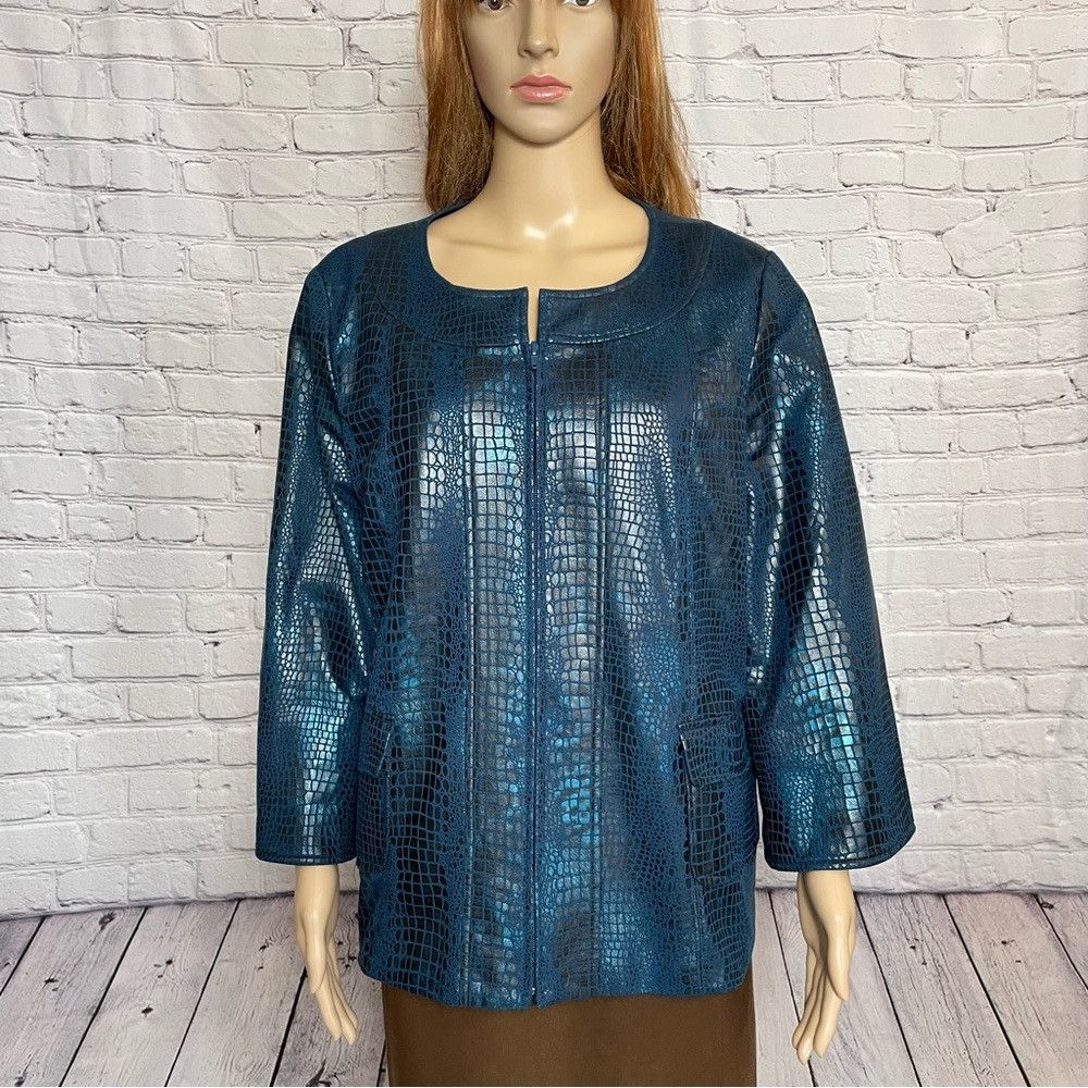 Other NWT New Susan Graver Style Blue Snake Print Pattern 3/4 Sle Size L / US 10 / IT 46 - 1 Thumbnail