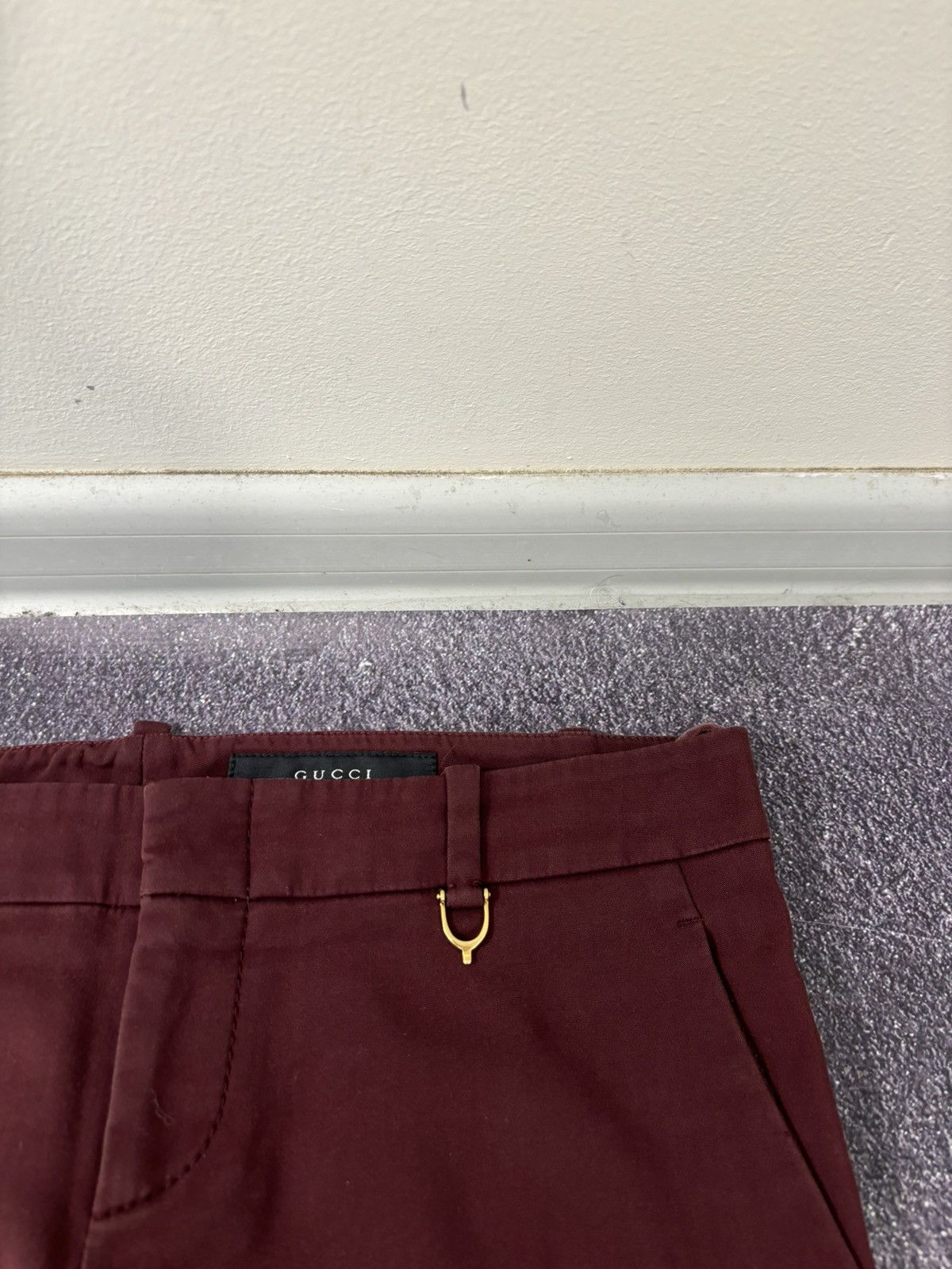 Gucci Gucci Women’s Vintage Slim Fit Burgundy Luxury Pants Size 28" / US 6 / IT 42 - 8 Thumbnail