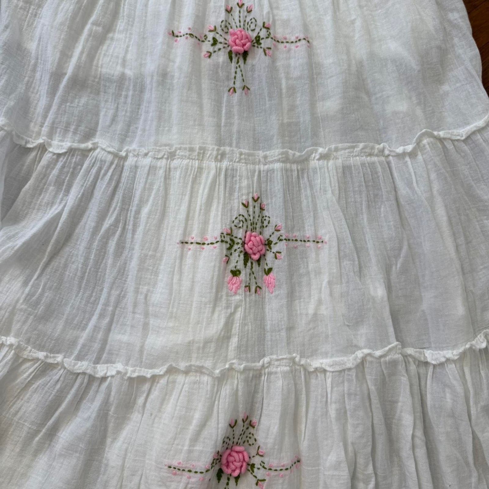 Vintage ✿ romantic cottagecore embroidered halter dress ✿ Size XL / US 12-14 / IT 48-50 - 6 Thumbnail