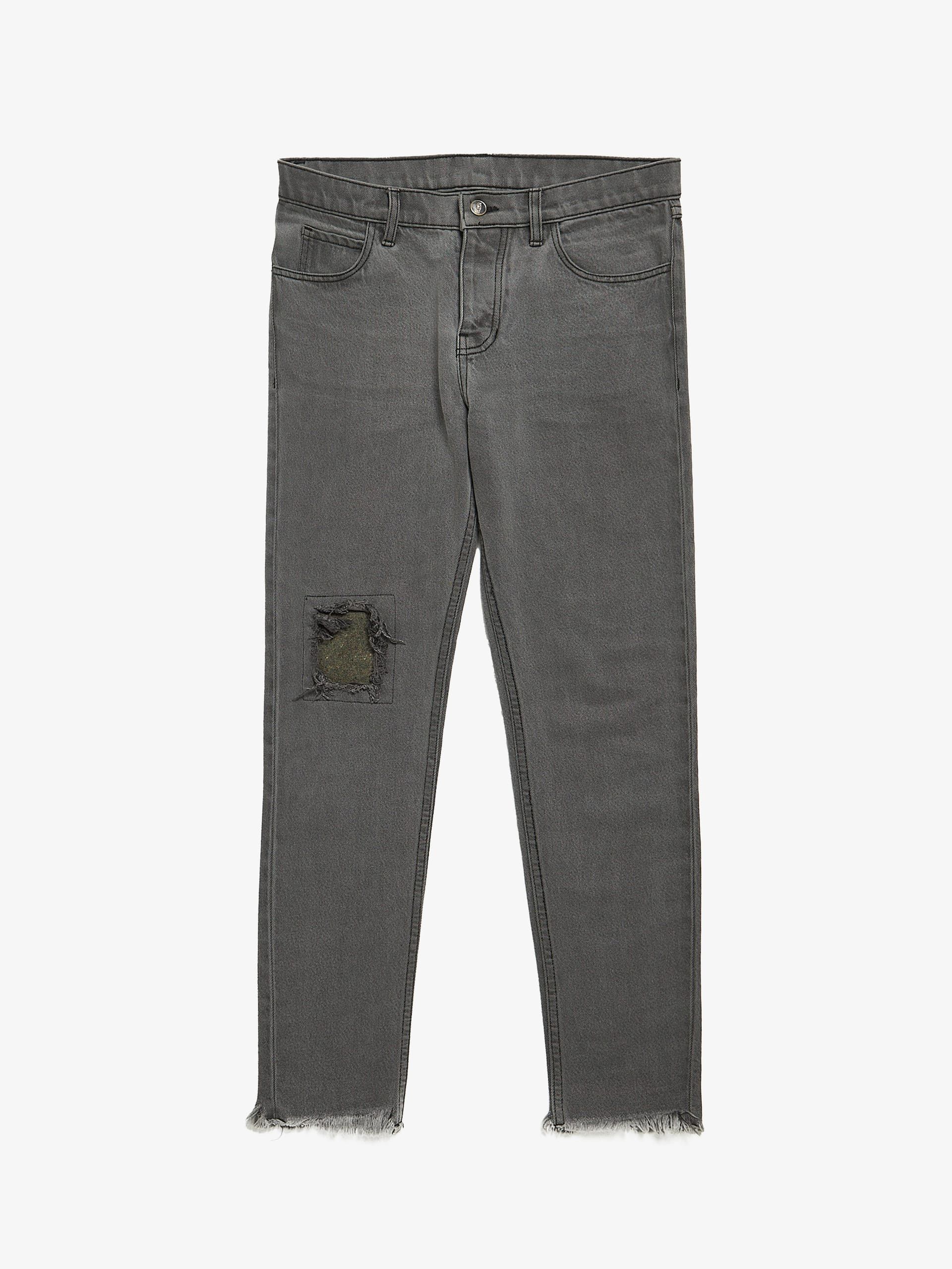 image of Enfants Riches Deprimes Gray Distressed Patched Cotton Jeans in Grey, Men's (Size 30)