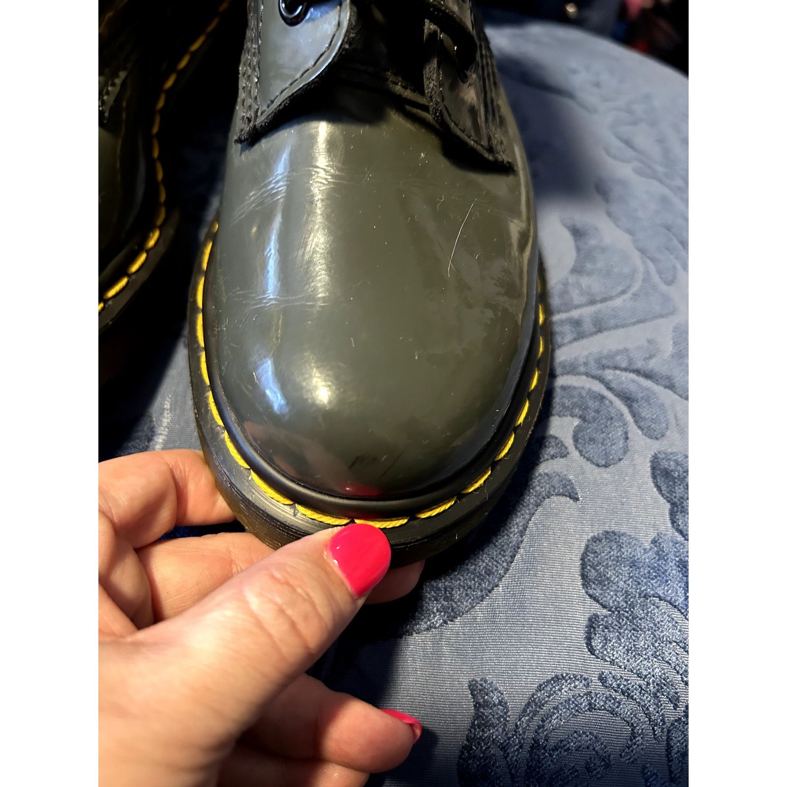 Dr. Martens Dr Martens Green Grey Patent Leather Boots Size 7/EU 38 Size US 7 / IT 37 - 5 Thumbnail