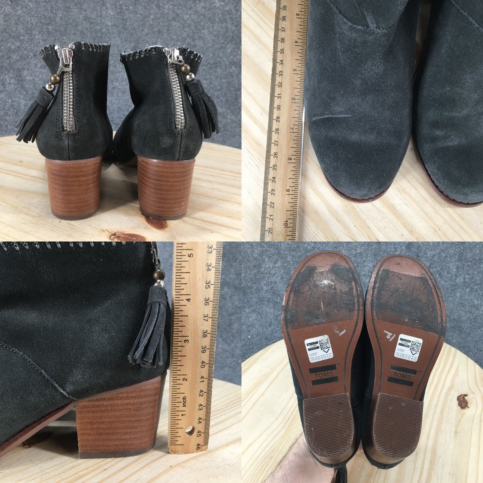 Toms Toms Boots Womens 7.5 Ankle Booties Grey Suede Block Heels Tassel Zip Casual Size US 8 / IT 38 - 8 Thumbnail