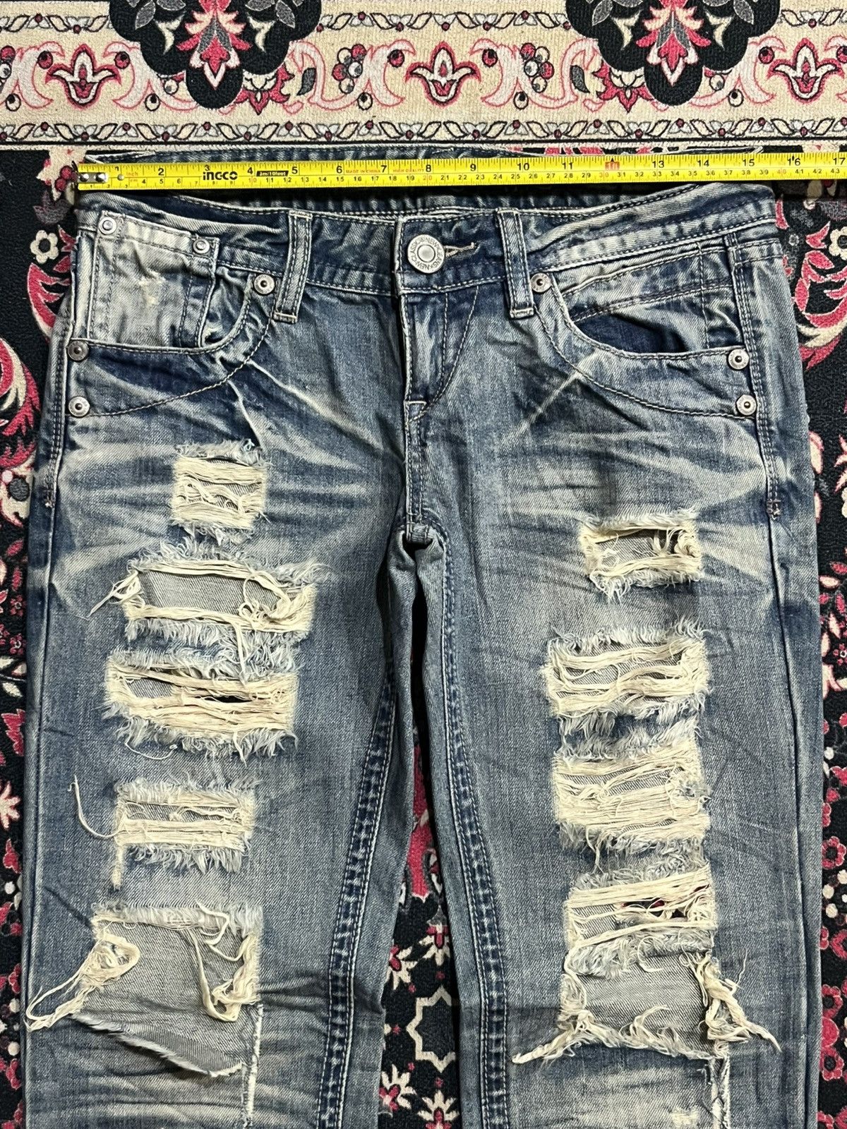 Japanese Brand Vintage Japanese Brand African Taro Trashed Blue Washed Jean Size 29" - 10 Thumbnail