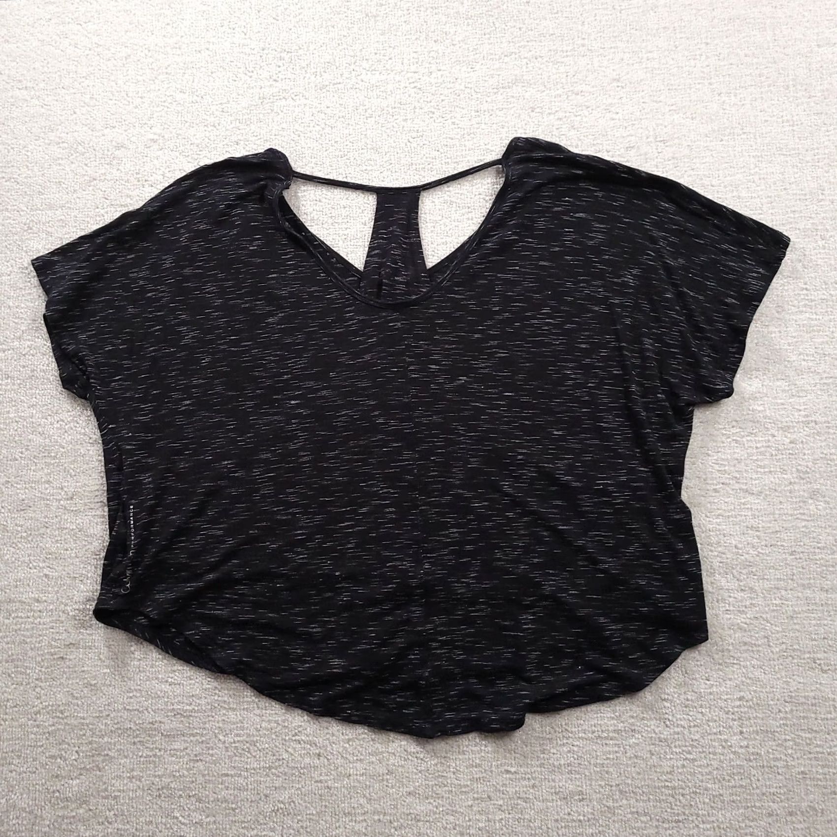 Calvin Klein VINTAGE Calvin Klein Performance Womens Large Black Heathed Quick Dry Short Sleeve Size 36" / US 14 / IT 50 - 7 Thumbnail