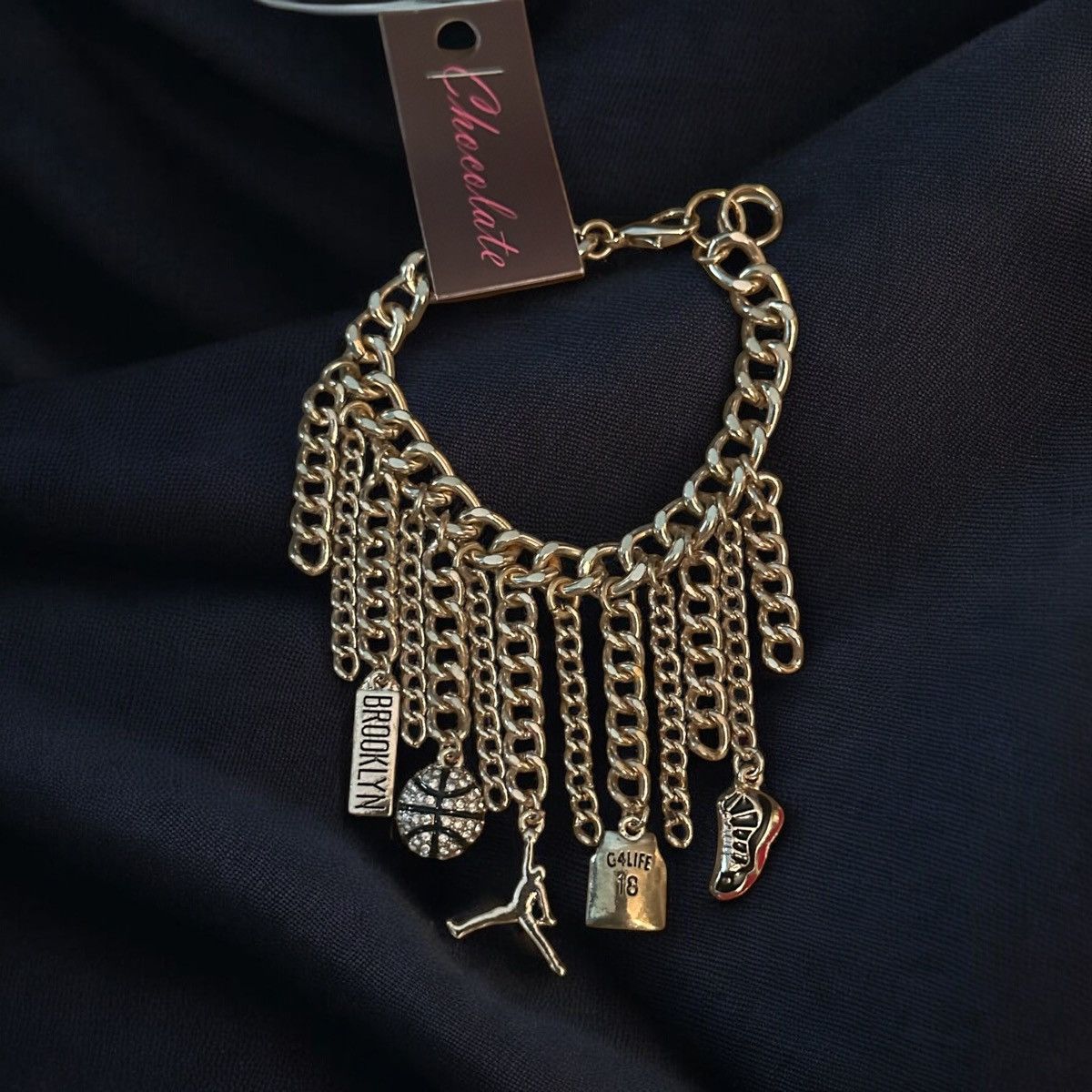 Chocolate Chocolate Brooklyn Nets gold tone charm bracelet Size ONE SIZE - 1 Thumbnail