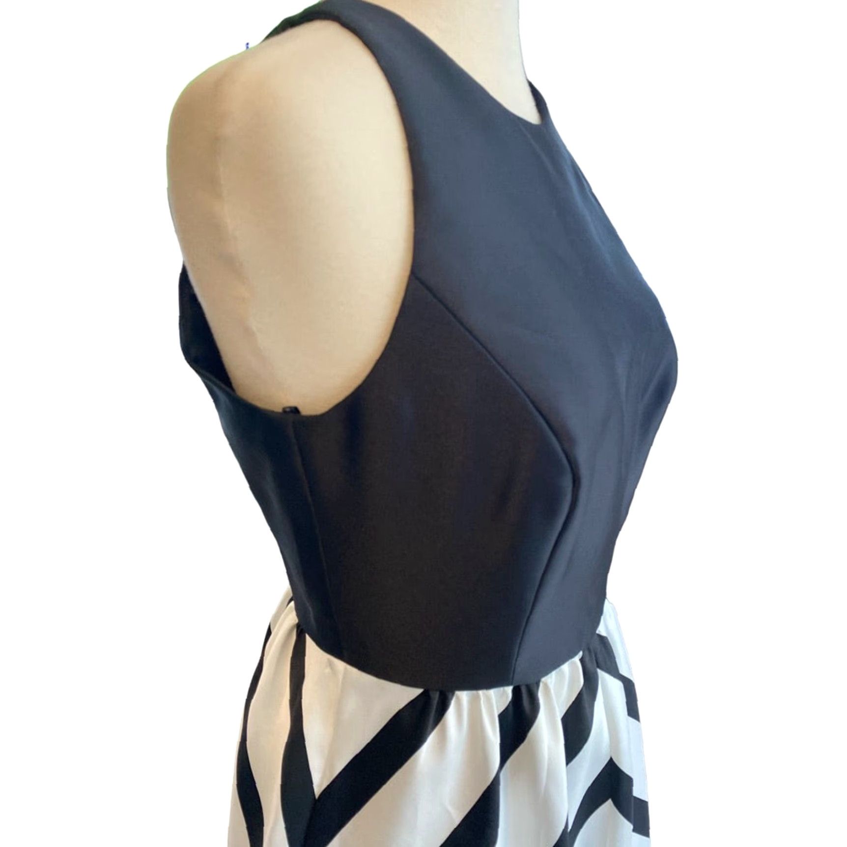 Vintage Alfred Sung Gown Black and White Long Sleeveless Ball Gown 6 Women Adult Regular Size 6 High Waist Long Dress Size M / US 6-8 / IT 42-44 - 7 Thumbnail