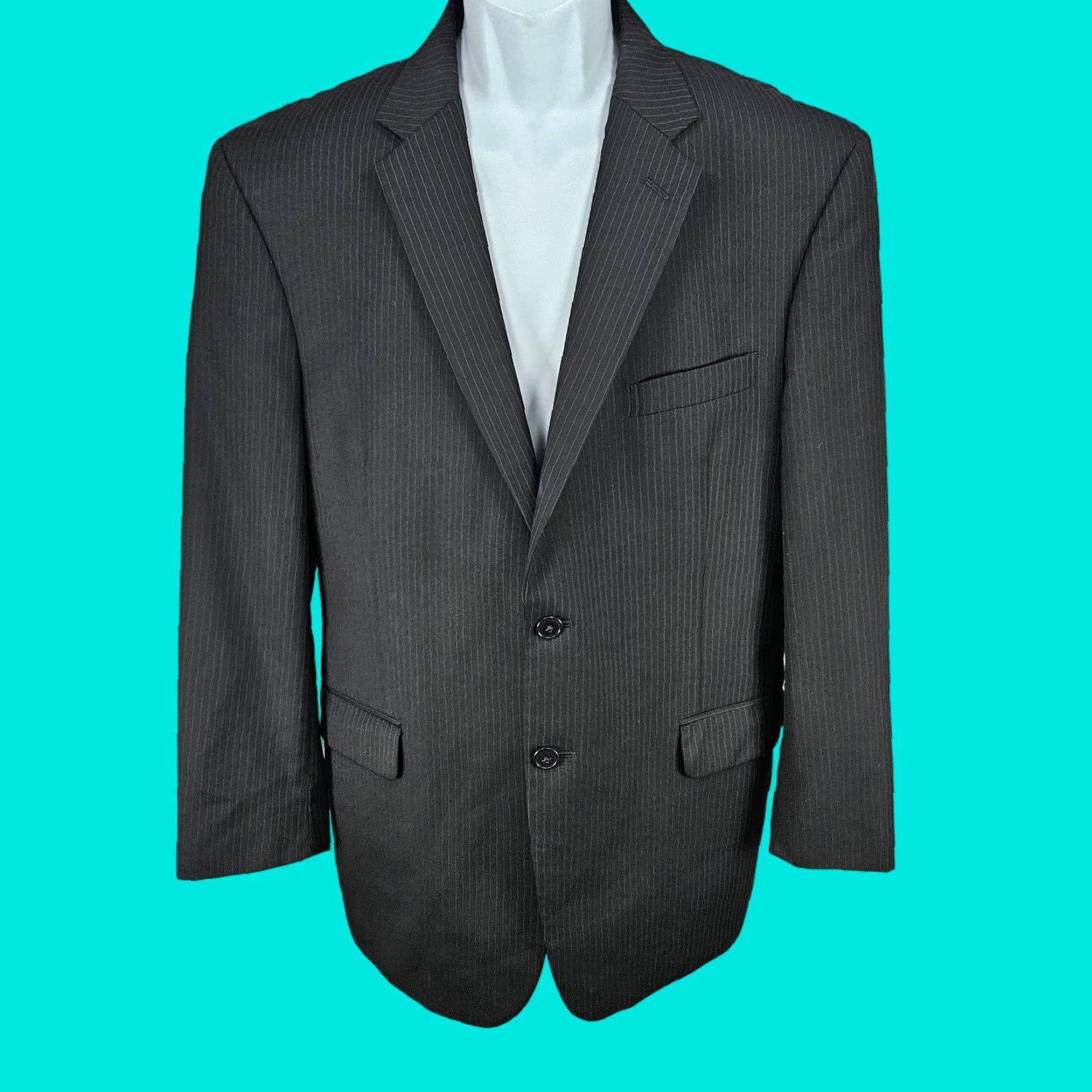 Jos. A. Bank VINTAGE Jos. A. Bank Black 100% Wool Tailored Fit Travelers 2 Button Blazer Sport Coat 43R Size 46R - 1 Thumbnail