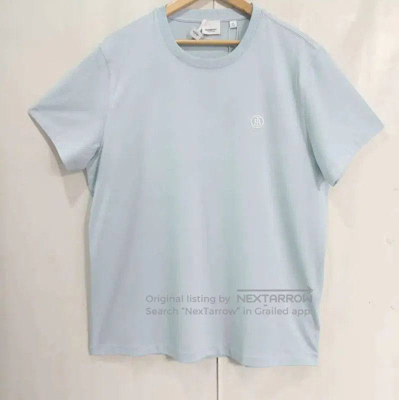 Burberry Burberry Light Blue Cotton Embroidered T-Shirt. Size US L / EU 52-54 / 3 - 1 Thumbnail