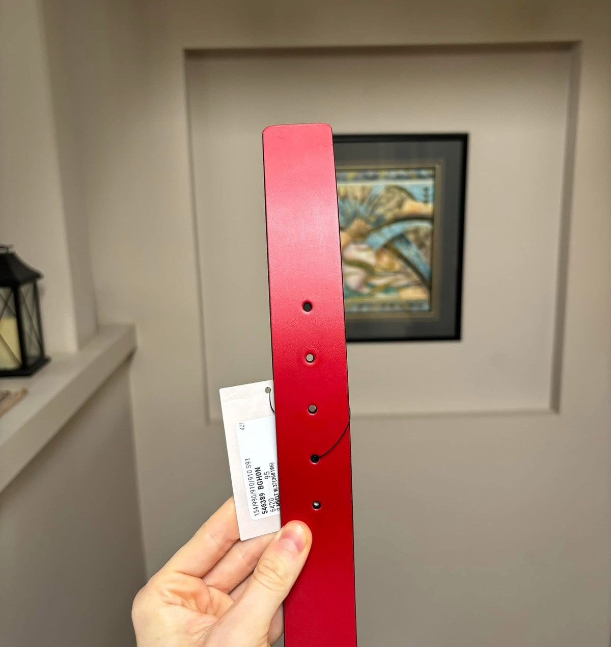 Gucci Gucci Red/Silver GG Leather Belt Size 38 - 4 Thumbnail
