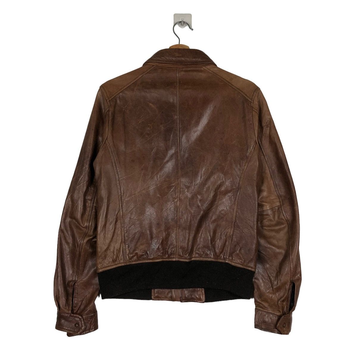 Japanese Brand 🔥VINTAGE CROPPED BIKER LEATHER JACKET BANK TANNAGE Size US S / EU 44-46 / 1 - 10 Thumbnail