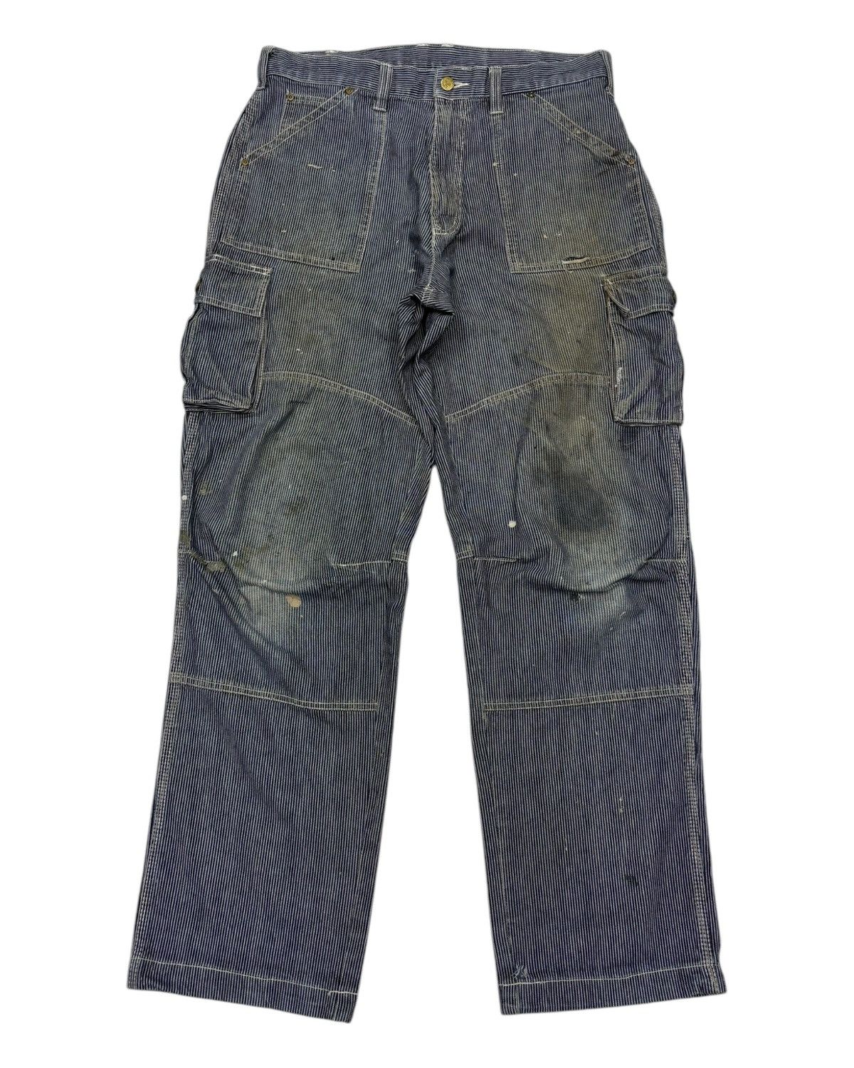 Hysteric Glamour × Japanese Brand 🔥DOGMAN THRASHED HICKORY STRIPE CARGO PANTS DISTRESS WORKERS Size US 34 / EU 50 - 7 Thumbnail