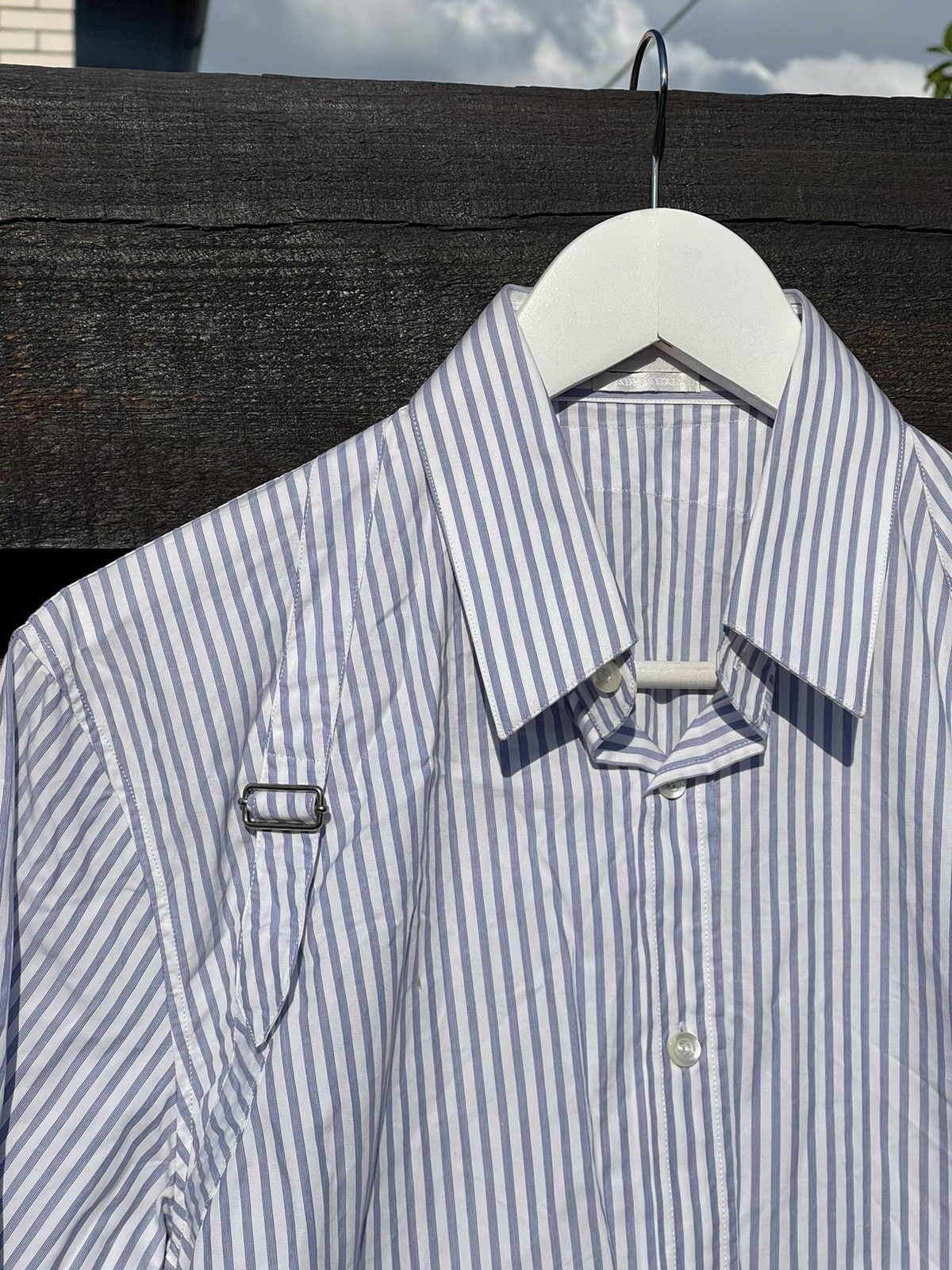 Alexander McQueen NWT 2011 Alexander McQueen bondage belt striped blue shirt Size US M / EU 48-50 / 2 - 5 Thumbnail