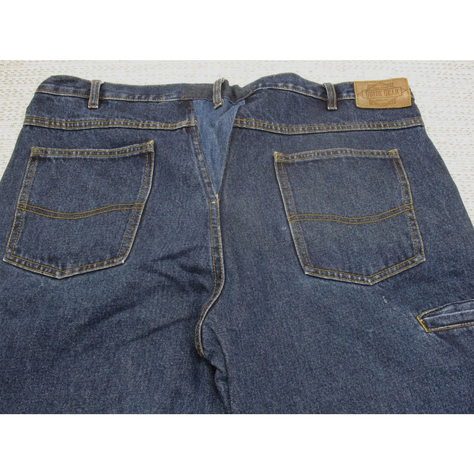 Doublet Guide Gear Jeans Mens 41x26 Blue Denim Double Knee Cotton Regular Style Straight 5-Pocket Vintage No N/A Size US 41 - 3 Thumbnail