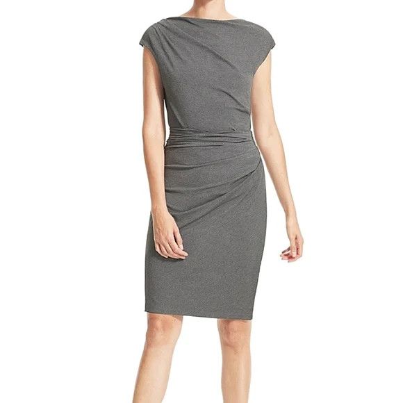M.M.LaFleur Soho Charcoal Melange Ruched Skirt Fall Party Spring Work Size 28" / US 6 / IT 42 - 2 Thumbnail