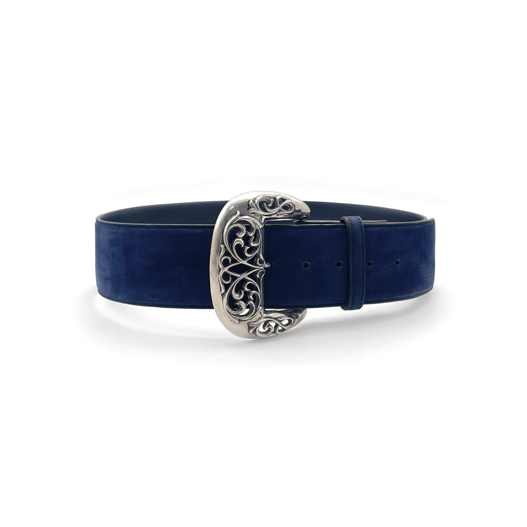 Chrome Hearts Chrome Hearts Silver Vine Navy Nubuck Classic Belt Size ONE SIZE - 2 Thumbnail