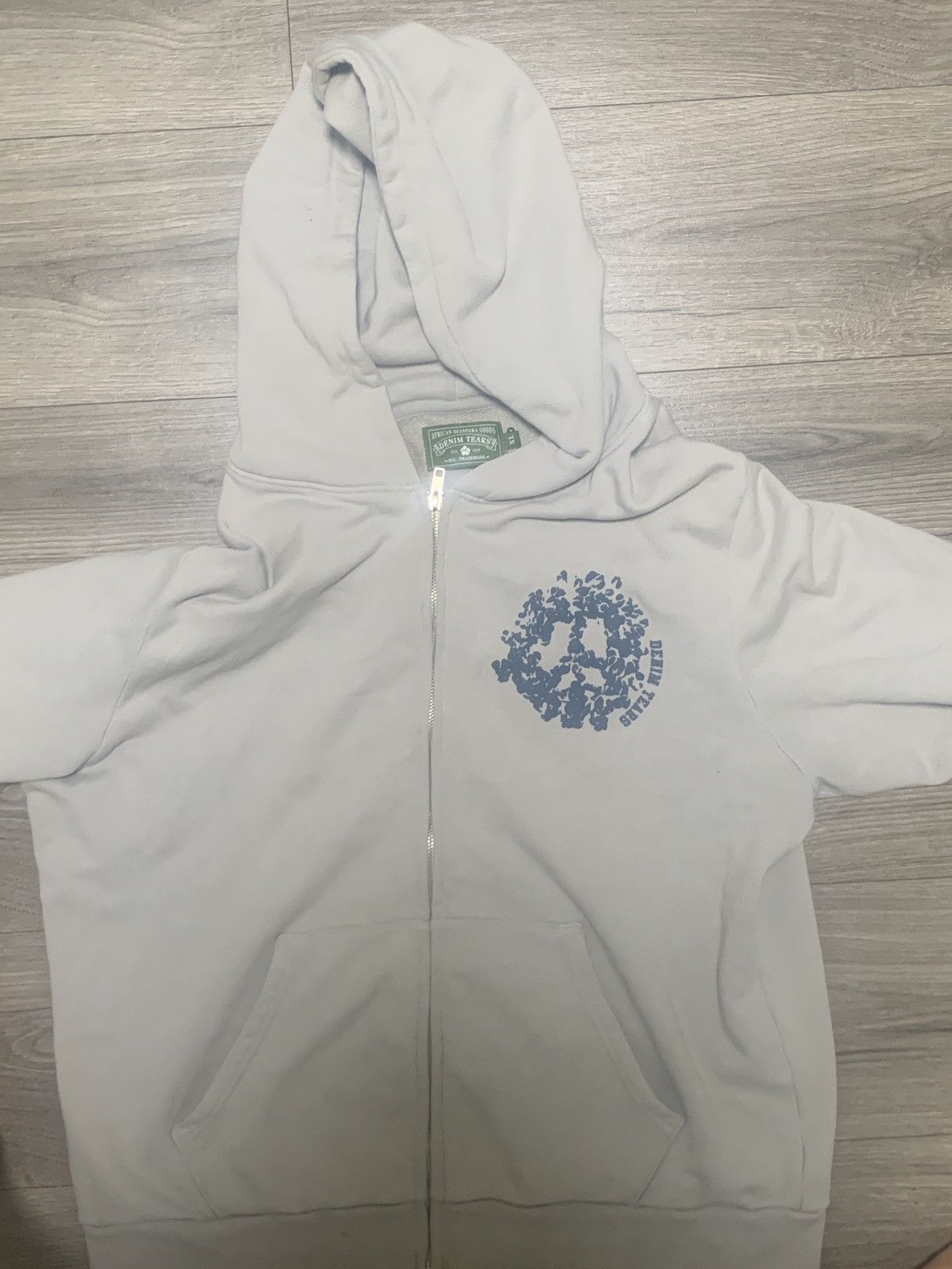 Denim Tears University Zip Up Hoodie Grey/Navy blue