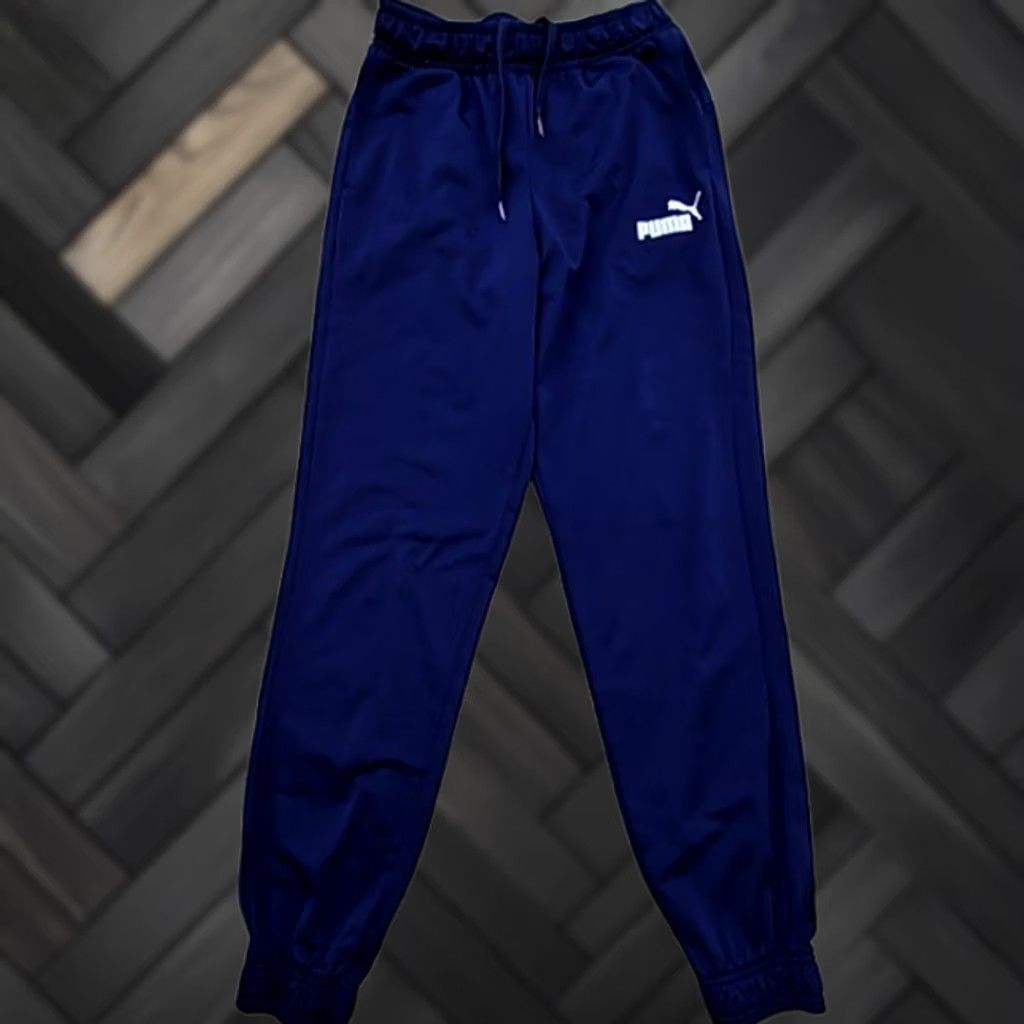 Puma Puma Men’s Navy Blue Track Jogger Sweatpants L Drawstring Relaxed Size US 33 - 1 Thumbnail