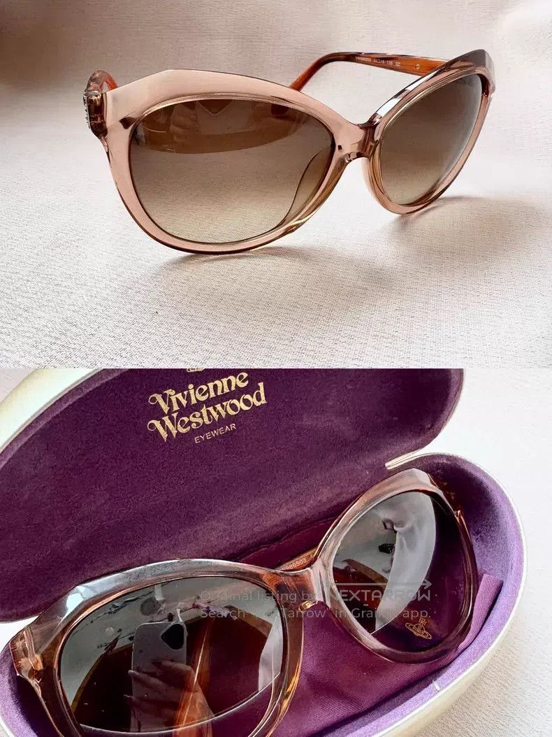 Vivienne Westwood Vivienne Westwood Brown and pink cat-like jelly sunglasses Size ONE SIZE - 3 Thumbnail