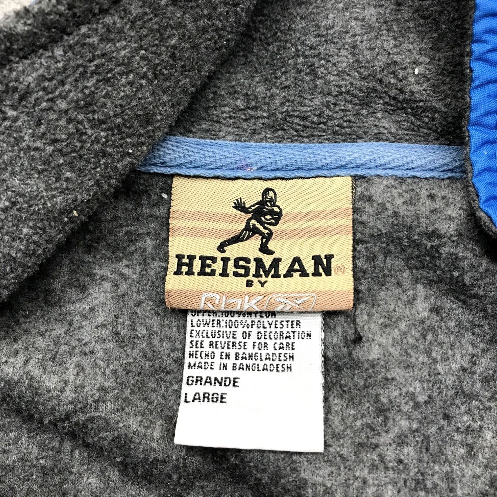 Reebok VINTAGE University of Kansas Jayhawks Heisman Reebok Fleece Jacket Mens Large Gray Blue Size US L / EU 52-54 / 3 - 4 Thumbnail
