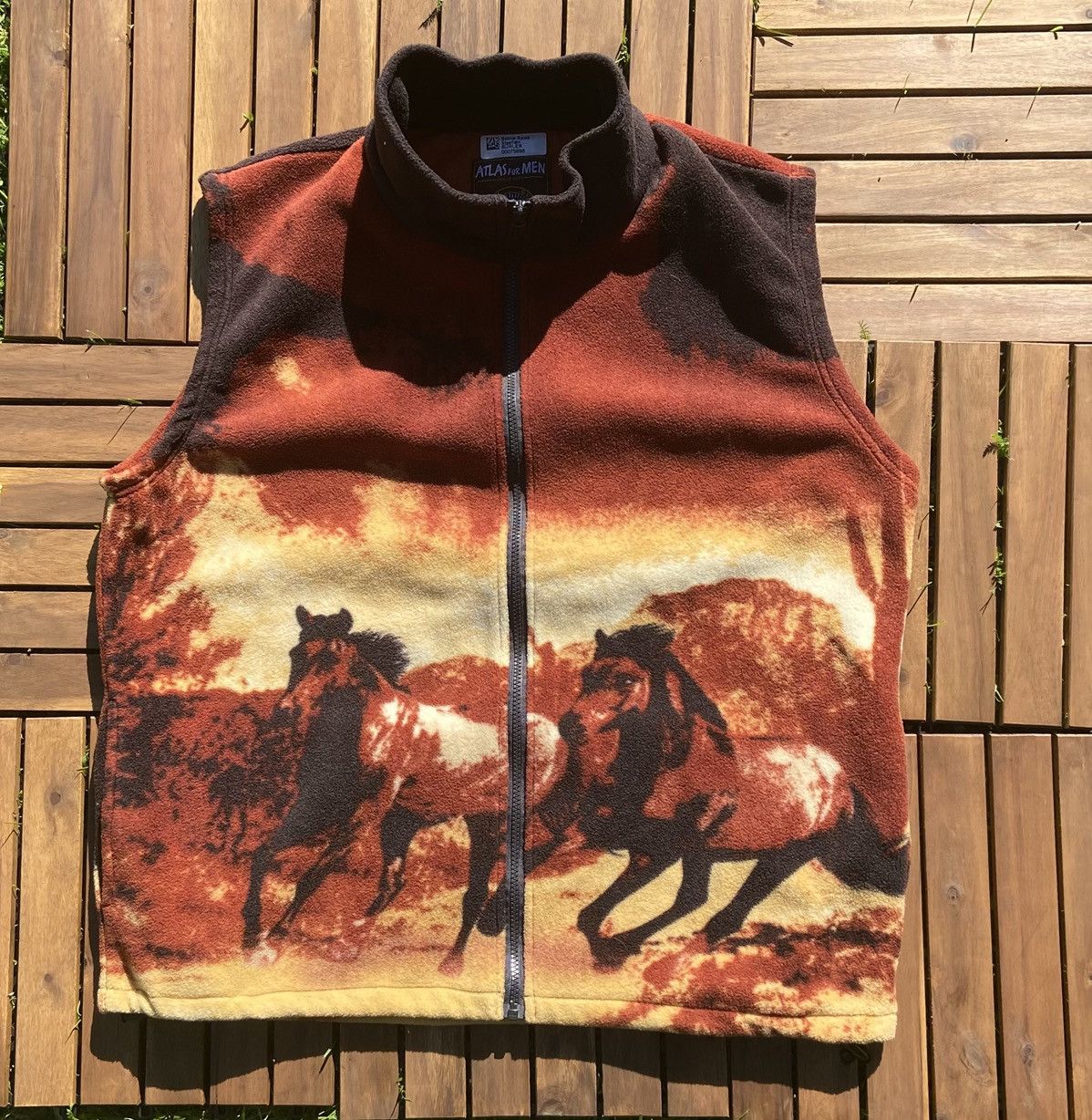 Vintage 🟤 Rare Vintage Vest Fleece with Realistic Horses Zip up🟤 Size US M / EU 48-50 / 2 - 1 Thumbnail