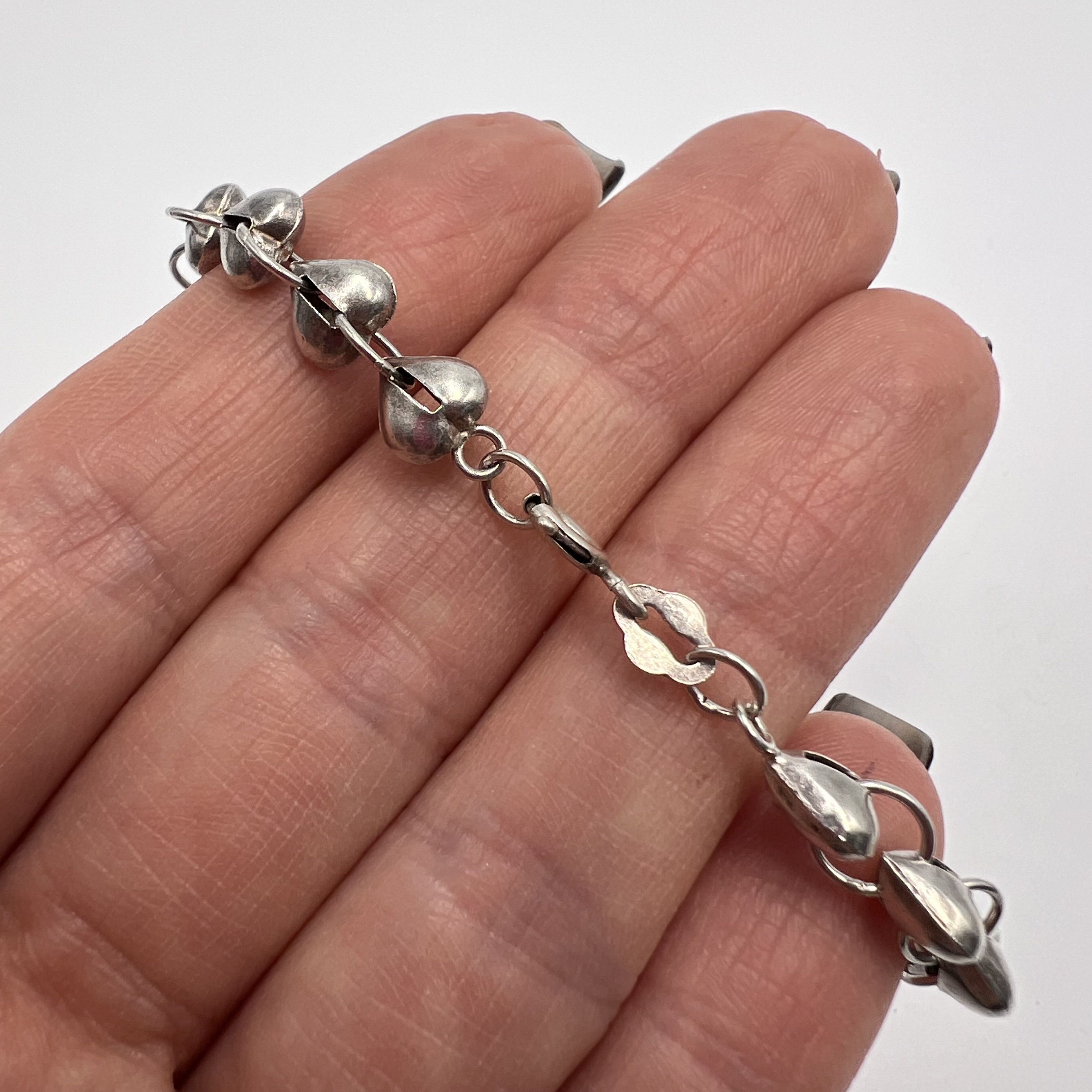 Vintage Vintage Used Bracelet Heart Sterling Silver 925 Size ONE SIZE - 9 Thumbnail