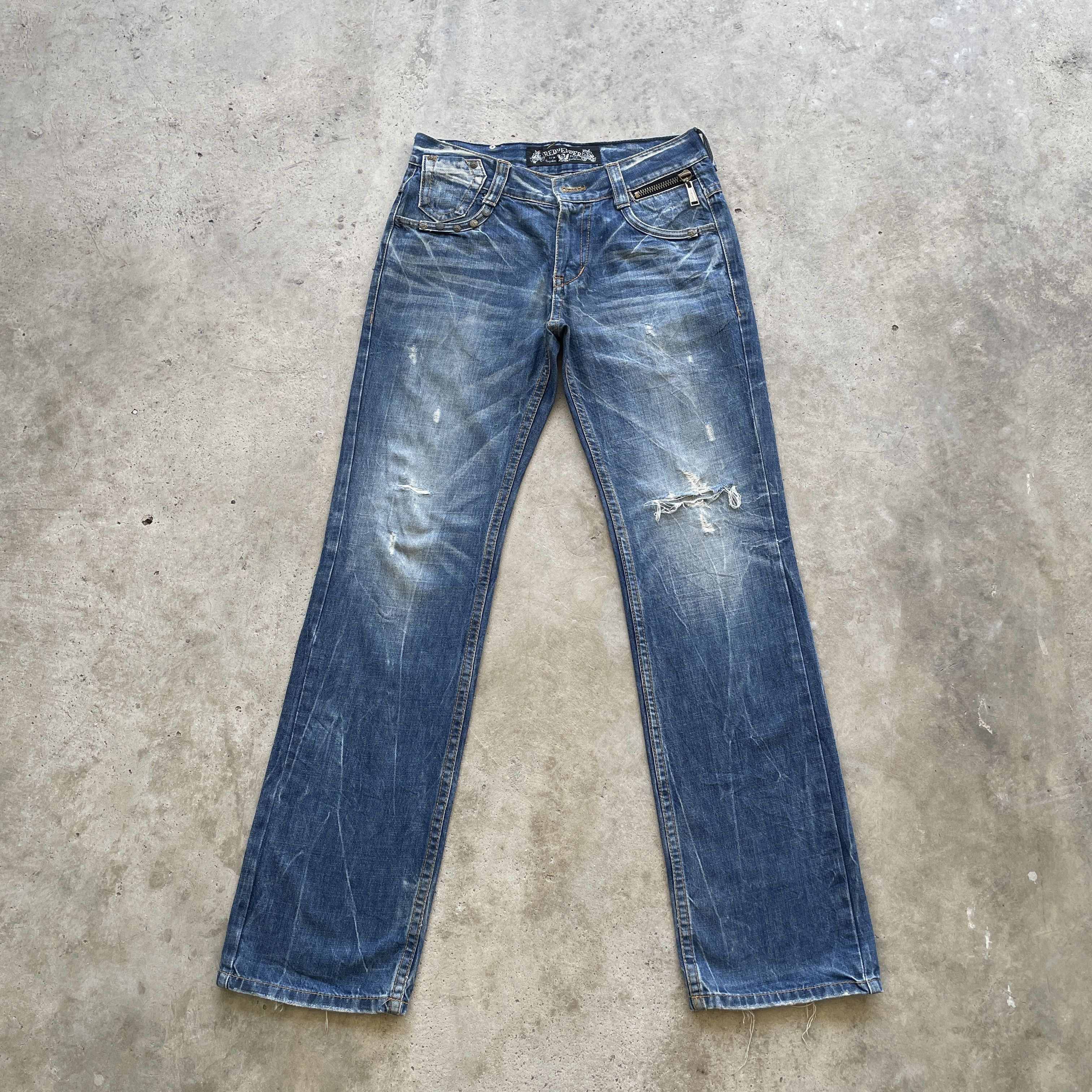 Japanese Brand W32 VINTAGE JAPAN DISTRESSED JEANS SKULLS FADED DENIM PANTS Size US 32 / EU 48 - 4 Thumbnail