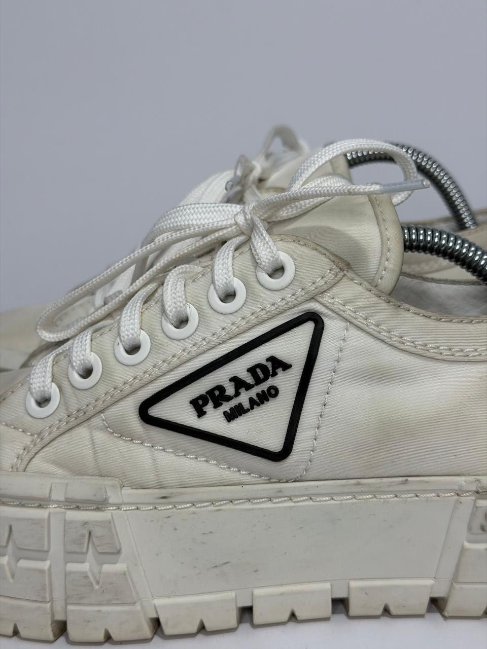 Prada Prada White Nylon Gabardine Low Top Sneakers EU37 Size US 7 / IT 37 - 2 Thumbnail