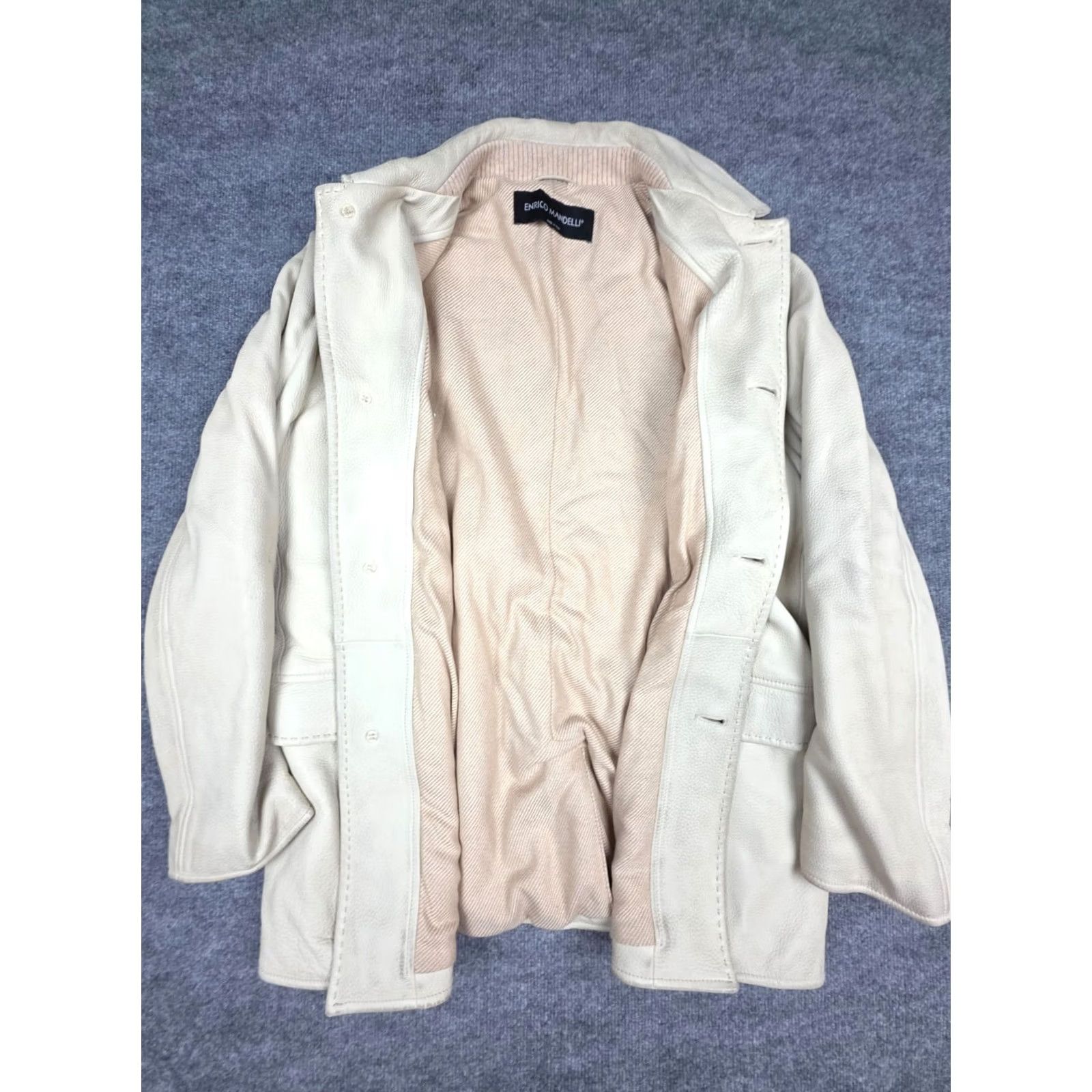 Mandelli Enrico Mandelli Leather Jacket Men's L Ivory DEERSKIN Camel Hair Lined Overcoat Size US L / EU 52-54 / 3 - 2 Thumbnail