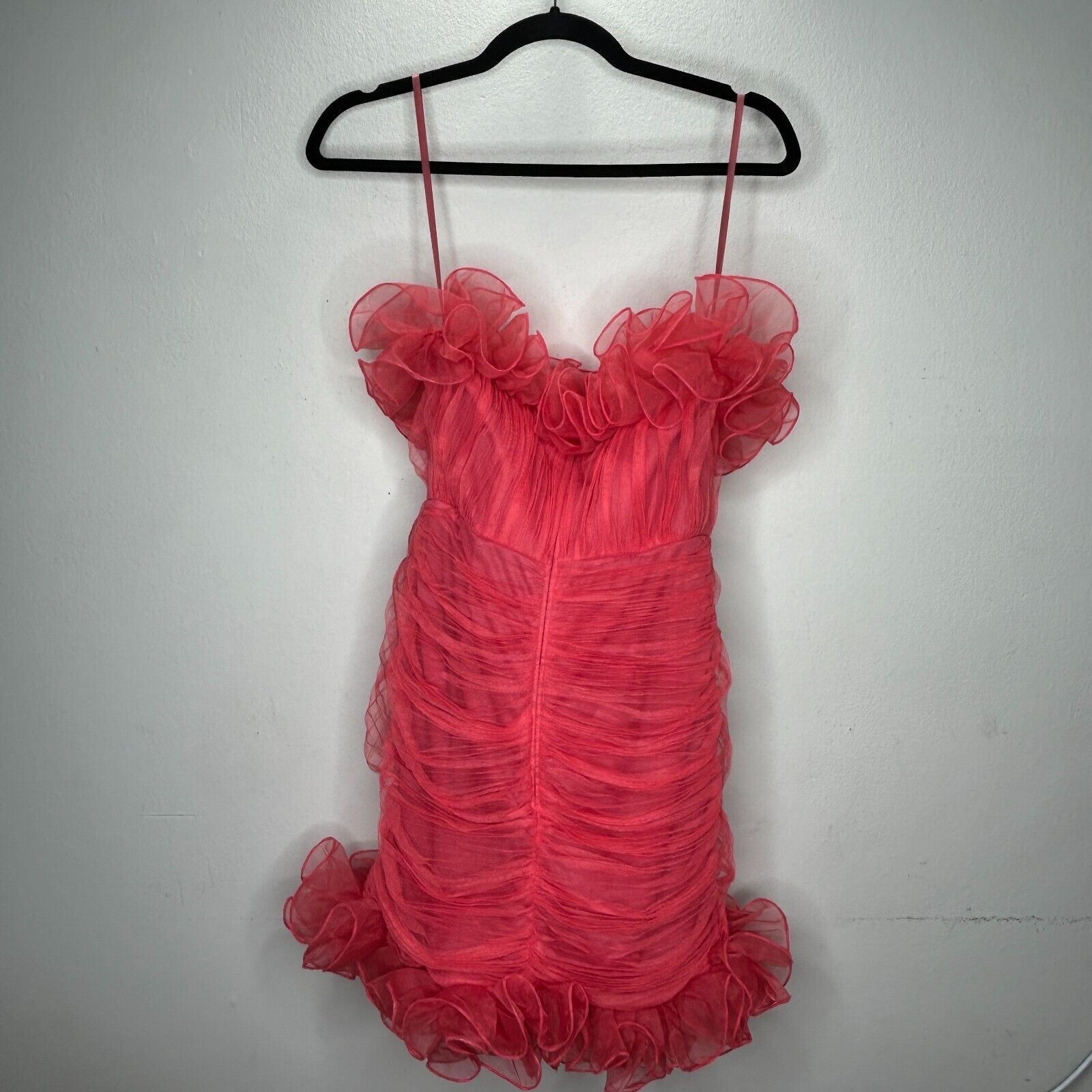 Asos ASOS Design Red Ruffle Bandeau Neck Strapless Mini Dress 4 Size S / US 4 / IT 40 - 2 Thumbnail