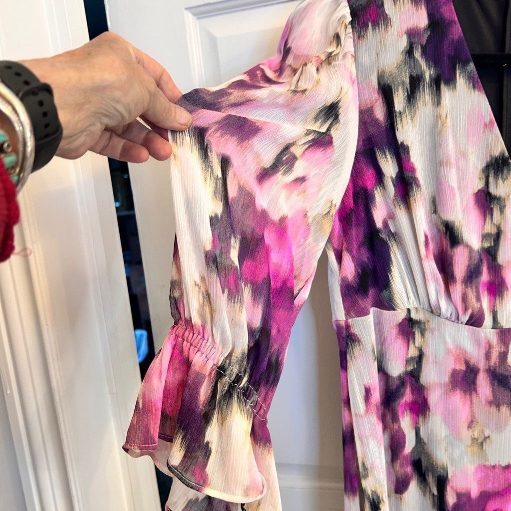DKNY Women's DKNY Dress Size 4 White Purple Floral Print Size S / US 4 / IT 40 - 7 Thumbnail