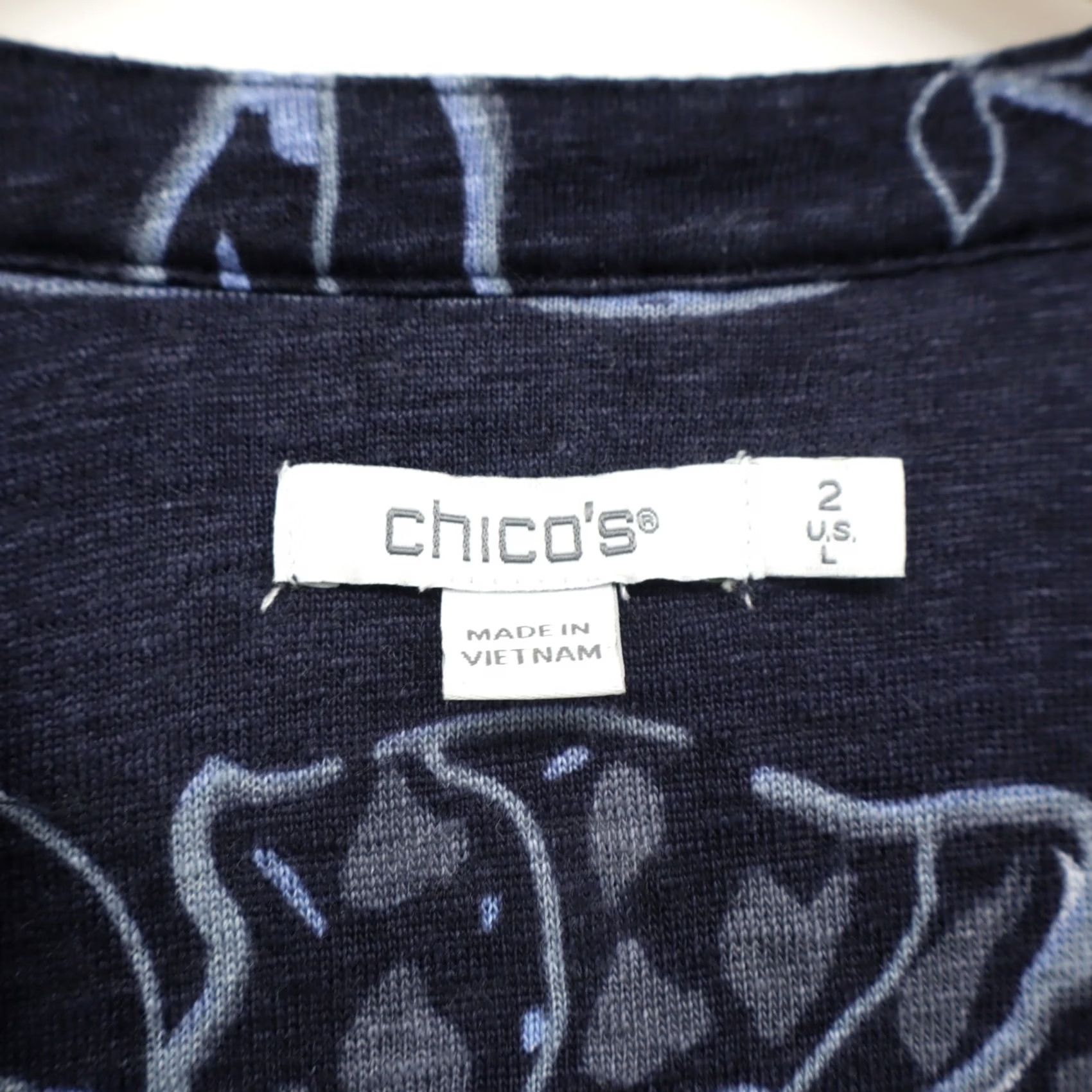 Vintage Chicos Blouse Shirt Women's Linen Floral Beaded Tunic Top Navy 3/4 Sleeve L Blue Size US L Size L / US 10 / IT 46 - 4 Thumbnail