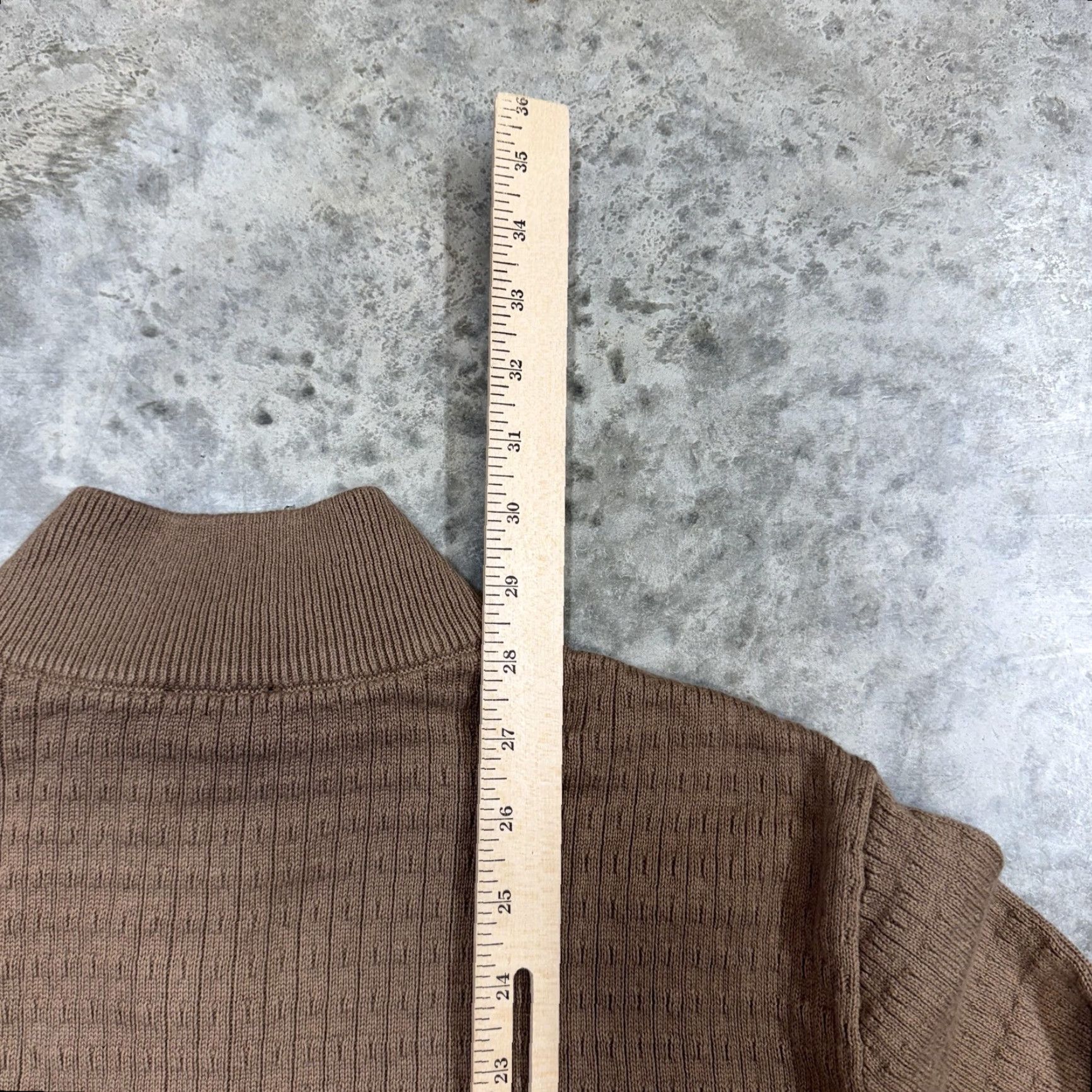 Express Express Sweater Mens Large Brown Waffle-Knit Mock Neck Henley Cotton Size US L / EU 52-54 / 3 - 8 Thumbnail