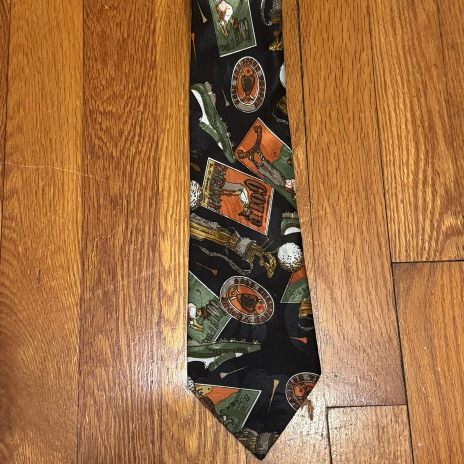 Other Christian Armand Golf-Themed Black and Green Men's Tie Size ONE SIZE - 1 Thumbnail