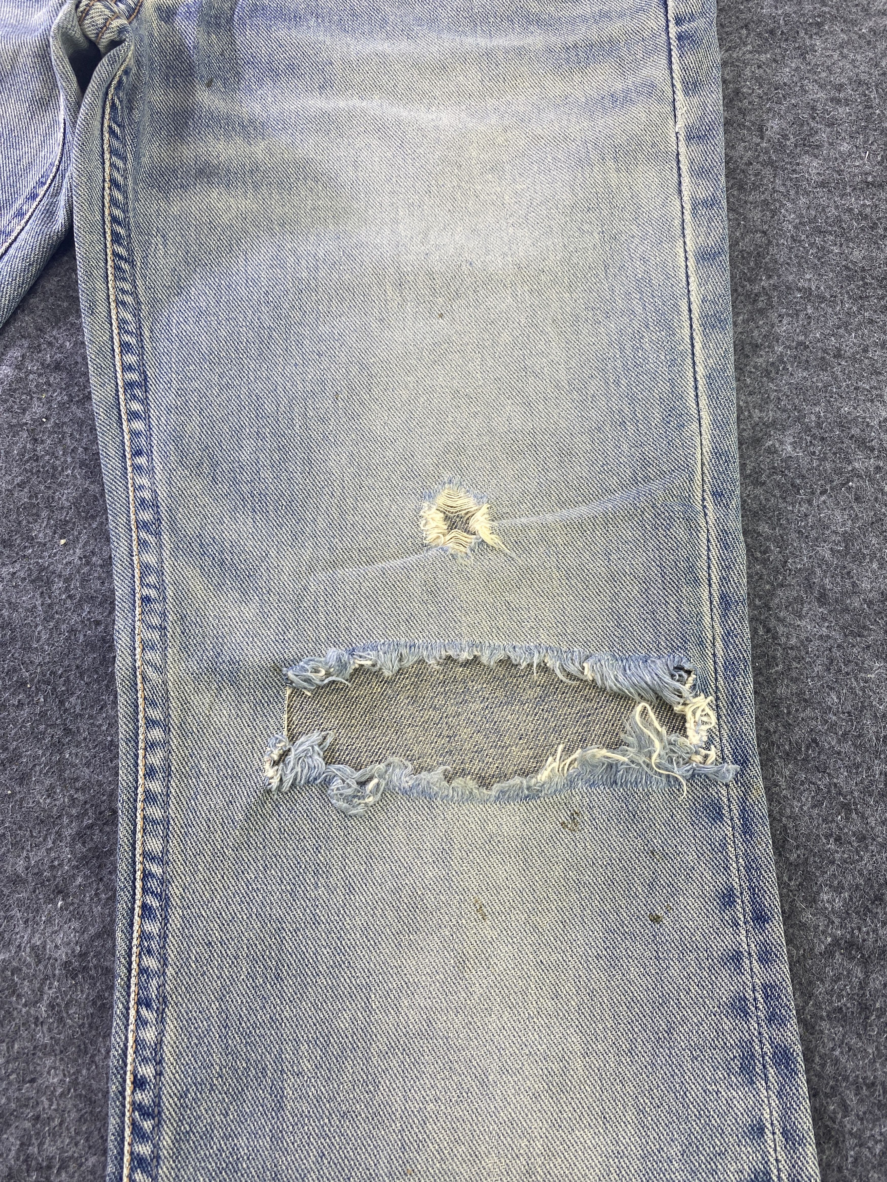 Japanese Brand G Jon Distressed Blue Wash Flare Denim - J945 Size 30" / US 8 / IT 44 - 16 Thumbnail