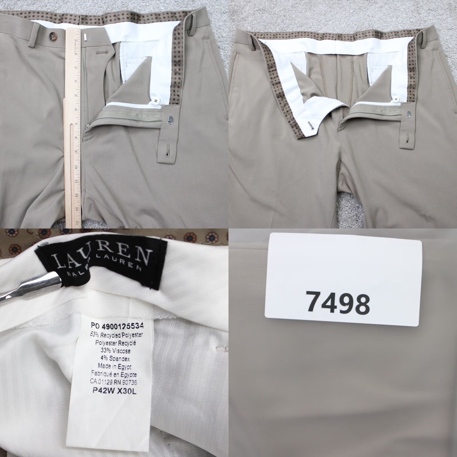 Ralph Lauren LAUREN Ralph Lauren Pants Mens 42x30 Beige Flat Front Knit Wool Viscose Stretch Regular Straight Dress Pants Mens Beige 90s Preppy Holiday? Size US 42 / EU 58 - 8 Thumbnail
