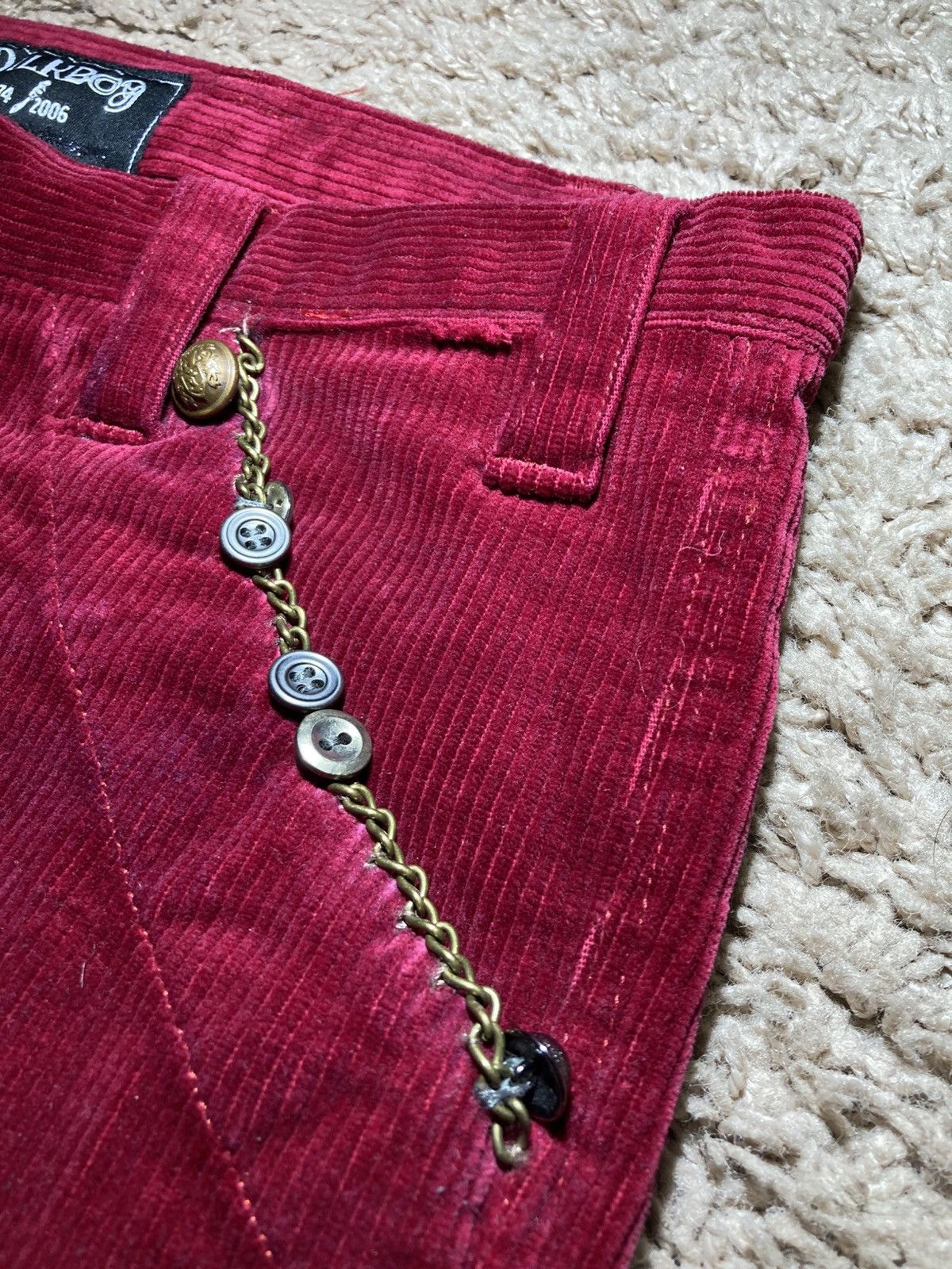 Japanese Brand 2006 Milkboy Button Jewel Chain Corduroy Skinny Jeans Size US 30 / EU 46 - 4 Thumbnail