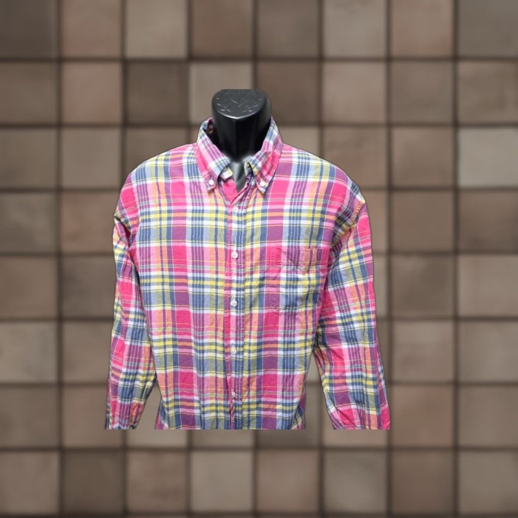 Brooks Brothers Button-Up Shirt Madras Plaid Long Sleeve Mens XL Multicolor