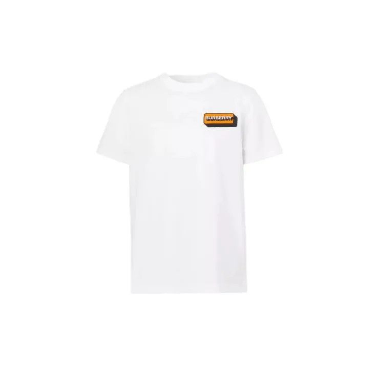 Burberry Burberry Logo Patch White Short Sleeve T-Shirt 0079 Size S / US 4 / IT 40 - 1 Thumbnail