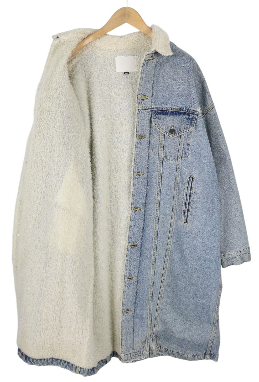 R13 LYLE TRUCKET COAT M Slate Blue Sherpa Lined Denim 86587 Size M / US 6-8 / IT 42-44 - 4 Thumbnail