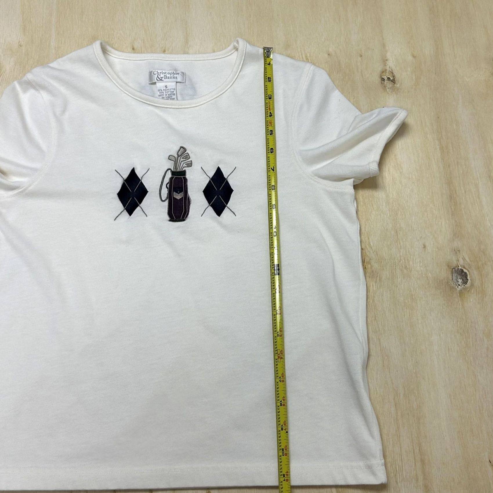 Vintage Christopher & Banks Golf Shirt Womens Small White Argyle Embroidered Sleeve Size S / US 4 / IT 40 - 4 Thumbnail