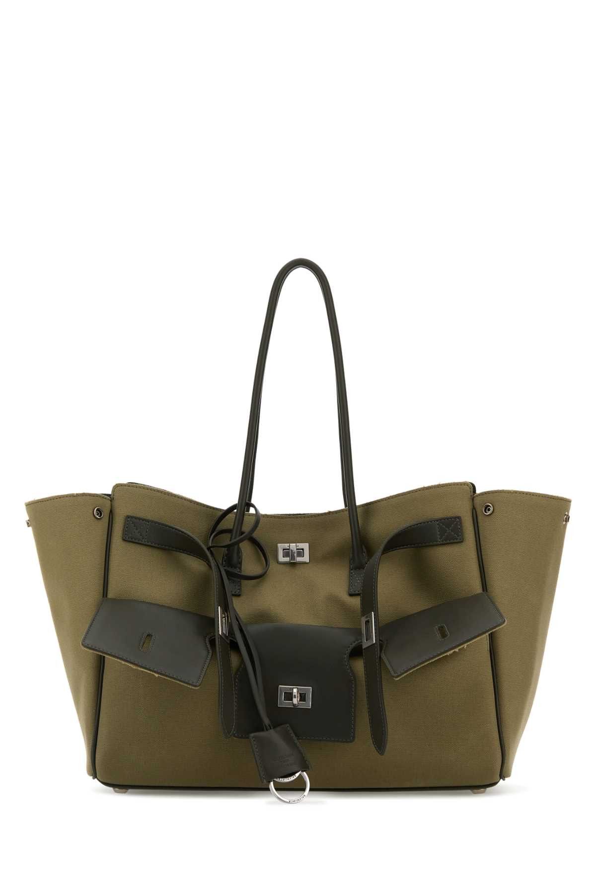 トートバッグ Balenciaga Army Green Canvas Carry All Bel Air Shopping Bag Medium-6440402BKPI3503_F.jpg?v=2