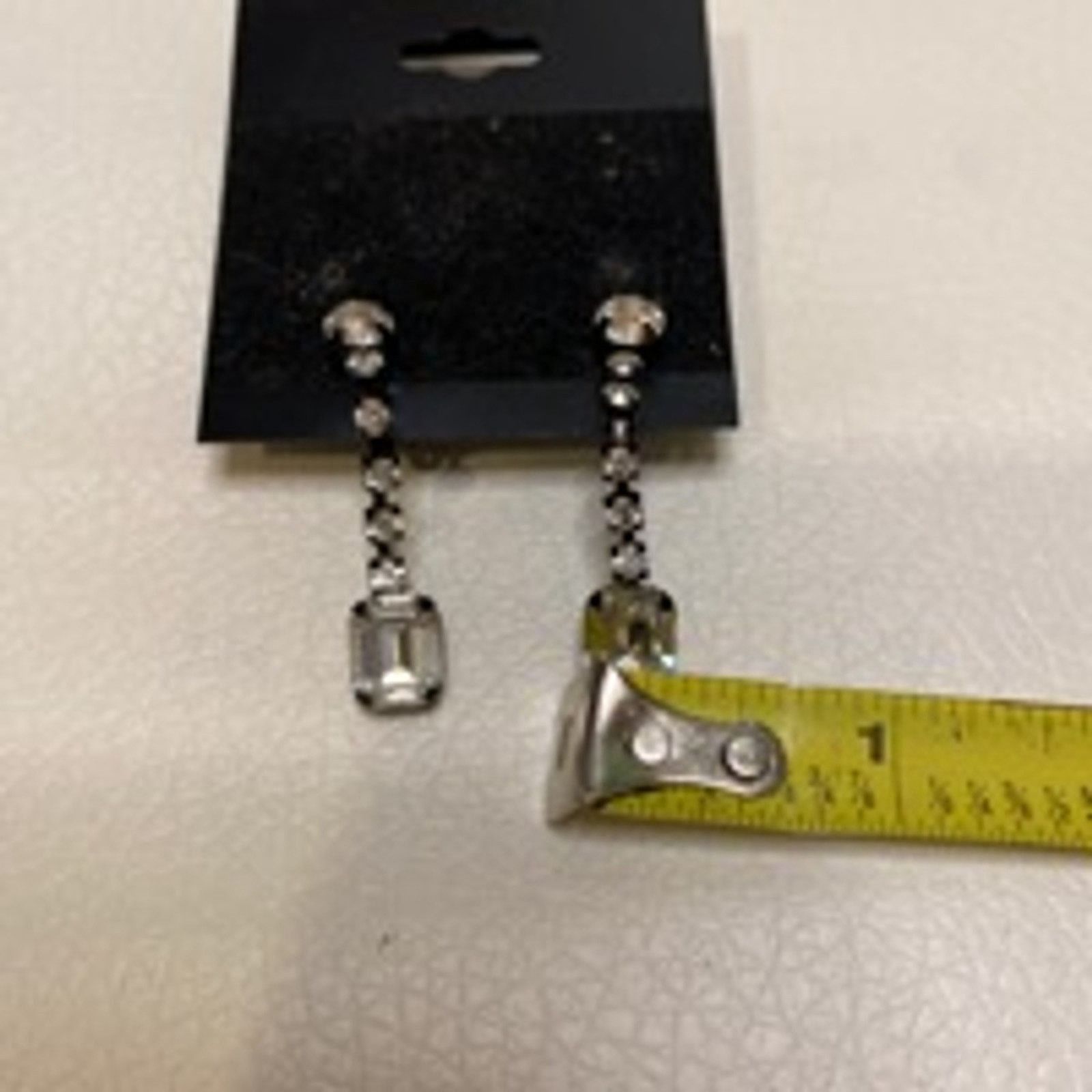 Other Black Rhinestone Drop Earrings Silver Crystal Dangle Size ONE SIZE - 5 Thumbnail