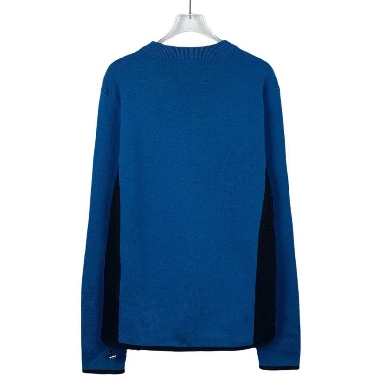 Prada Prada Logo offset printing blue wool knitted sweater 2501-N Size US M / EU 48-50 / 2 - 2 Thumbnail