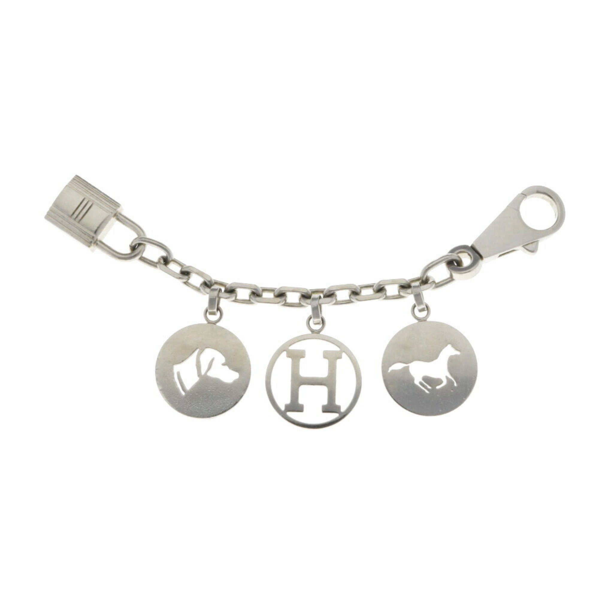 image of Hermes Amulet 4 Keychain Metal Unisex Charm Padlock in Silver, Women's