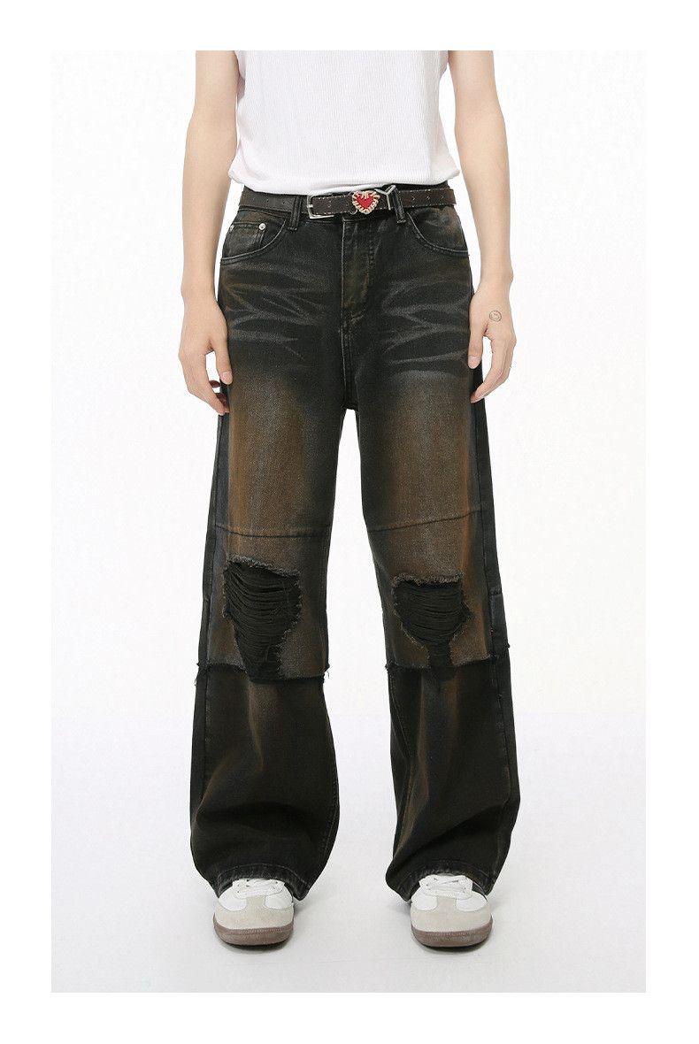 Japanese Brand × Jean American ripped distressed washed vintage straight jeans Size US 32 / EU 48 - 1 Thumbnail