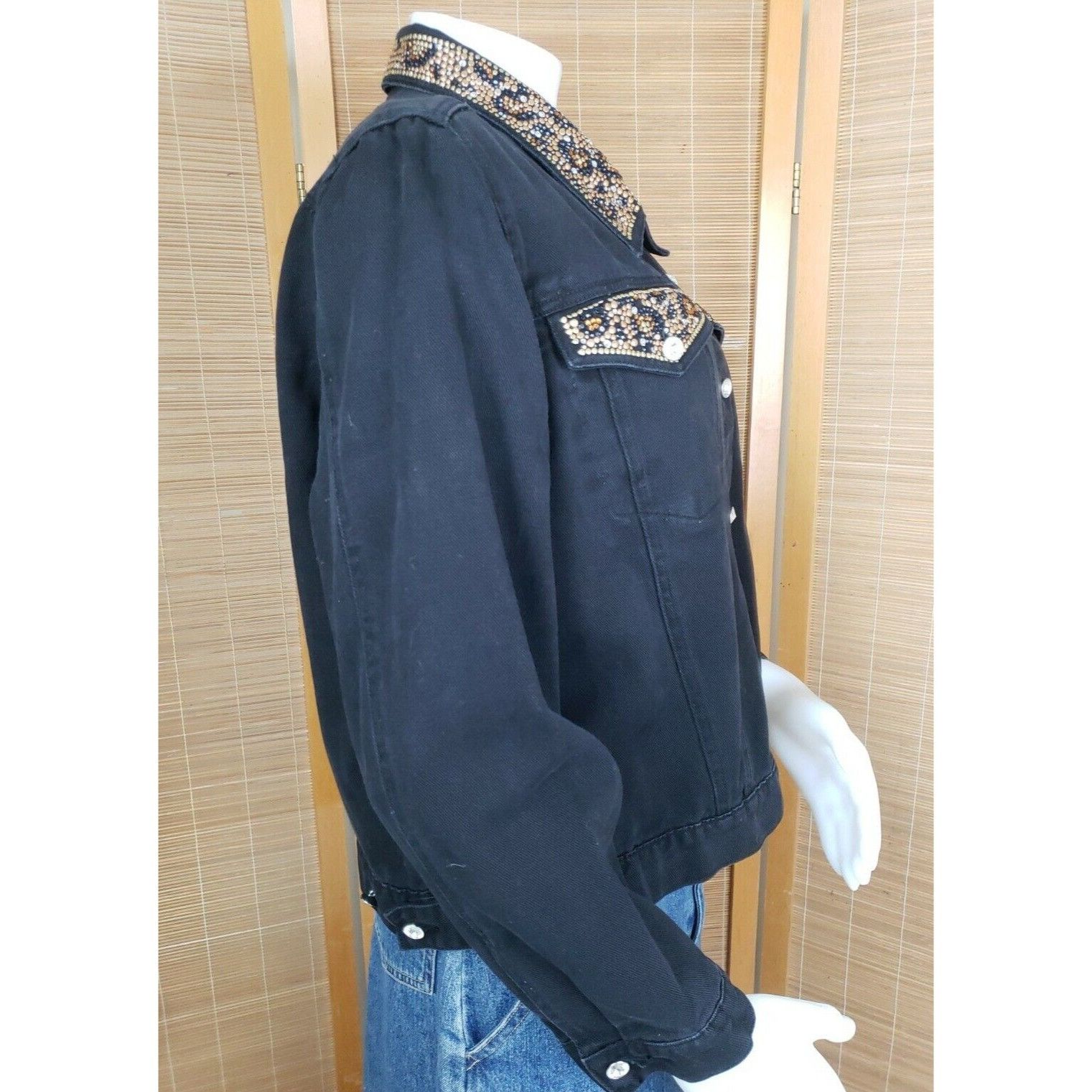 Vintage Christine Alexander Studded Jean Jacket Womens L Black Swaro Size L / US 10 / IT 46 - 10 Thumbnail