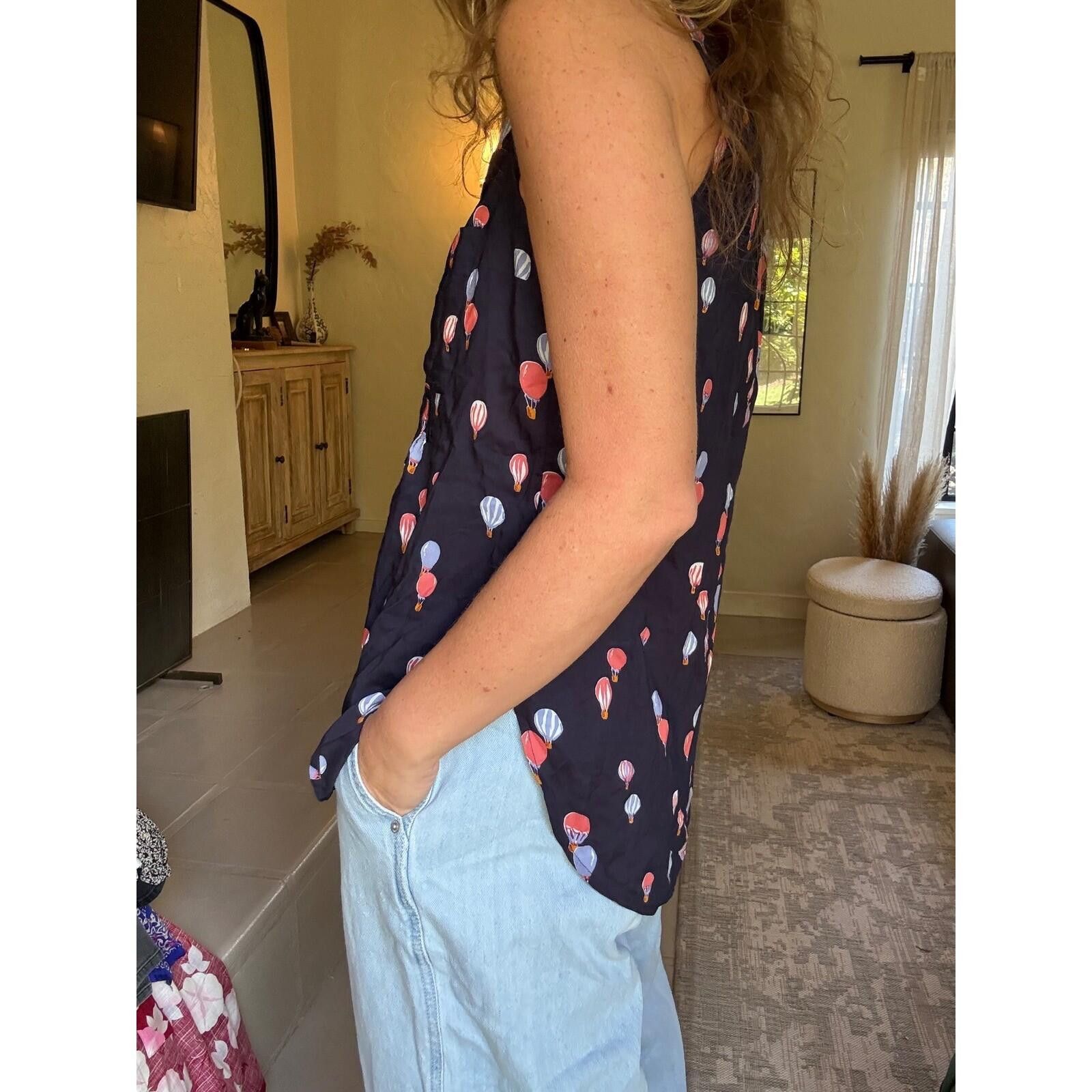 Anthropologie Maeve Anthropologie Balloon Print Sleeveless Blouse Navy XS Size XS / US 0-2 / IT 36-38 - 3 Thumbnail