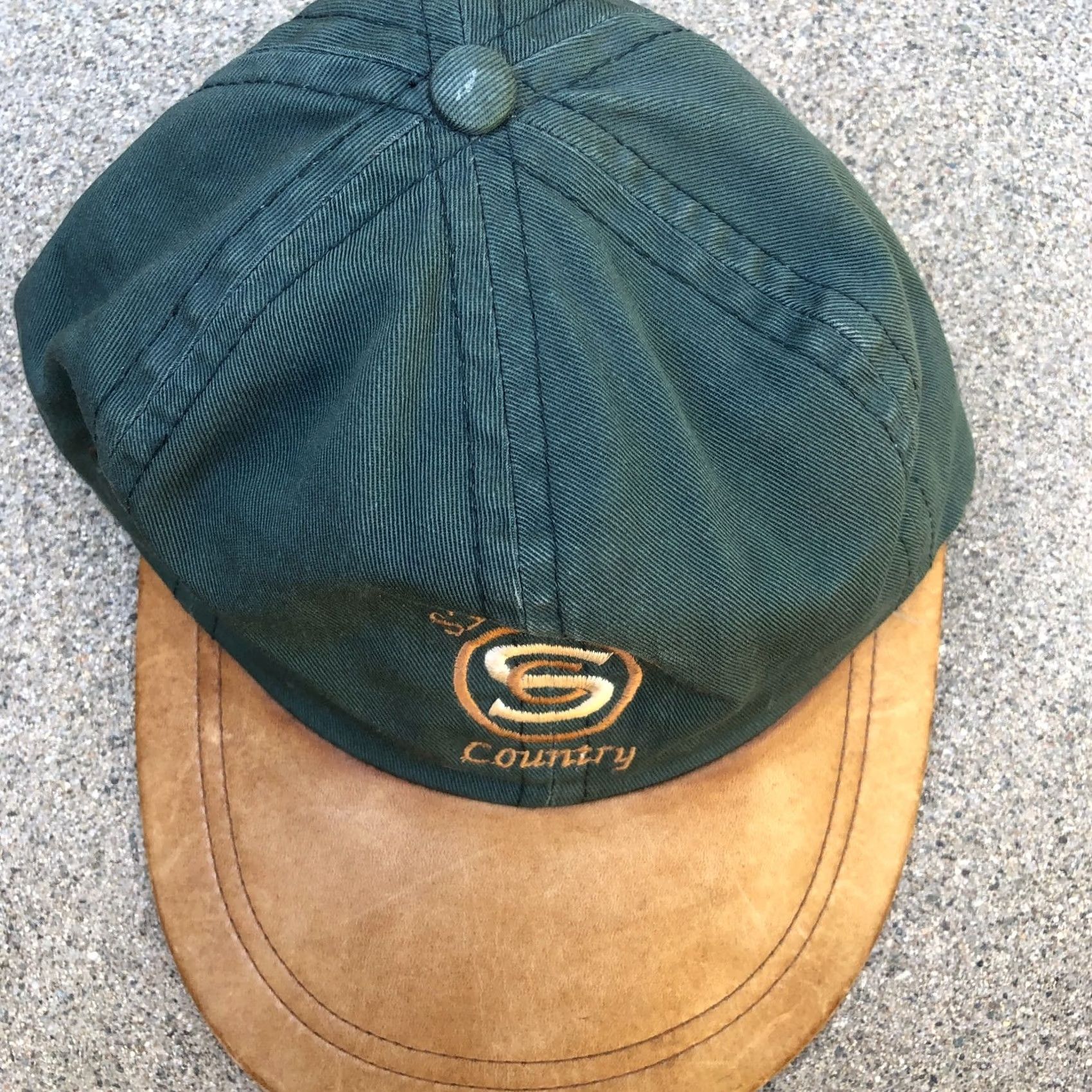 Stetson VINTAGE Stetson Country Leather Hat Men One Size Green Adjustable Cap USA Hat Mens Green Leather Cap Size ONE SIZE - 3 Thumbnail